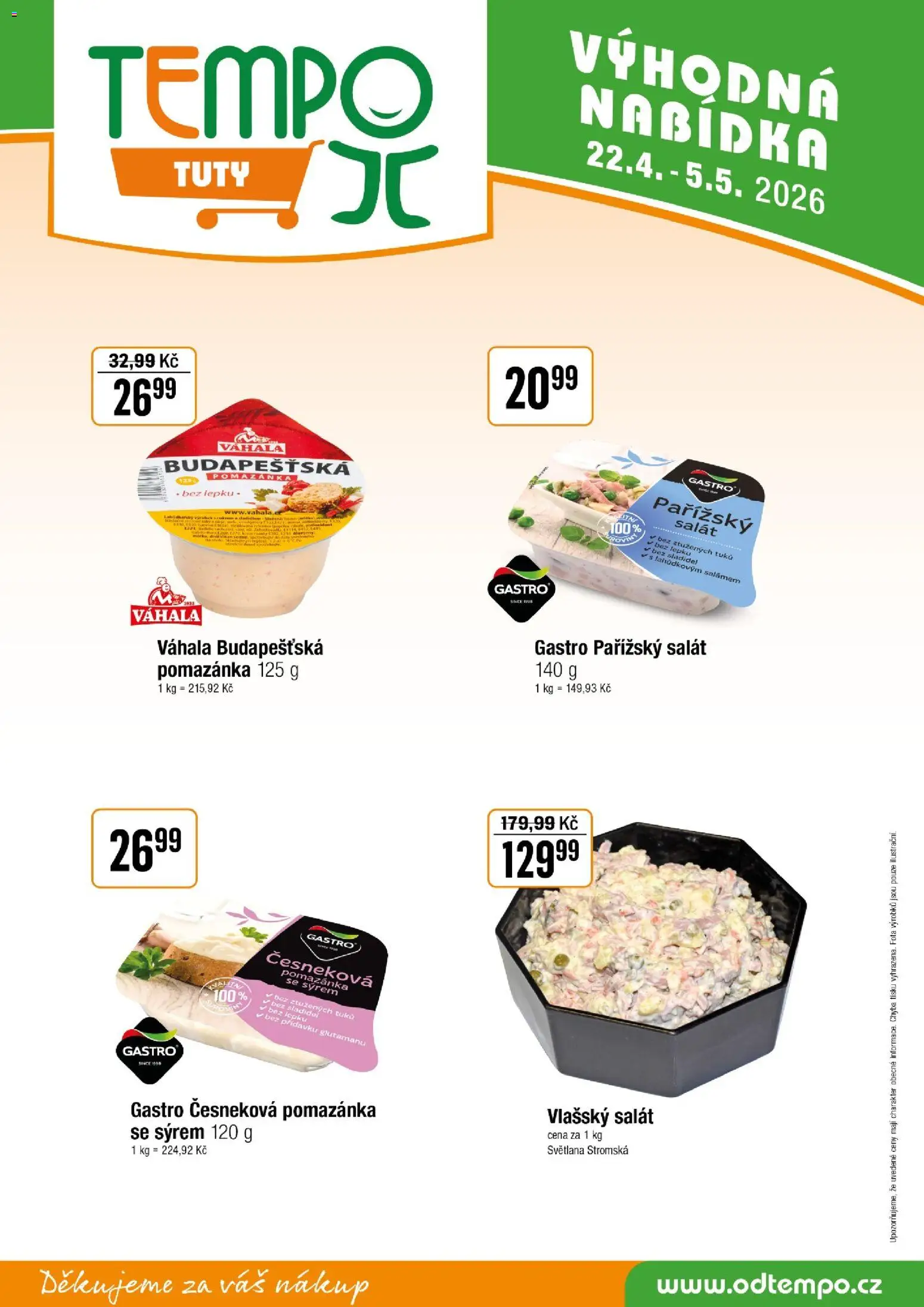 Tempo leták - Tuty od 22.04.2026 | Strana: 11 | Produkty: Salát, Pomazánka