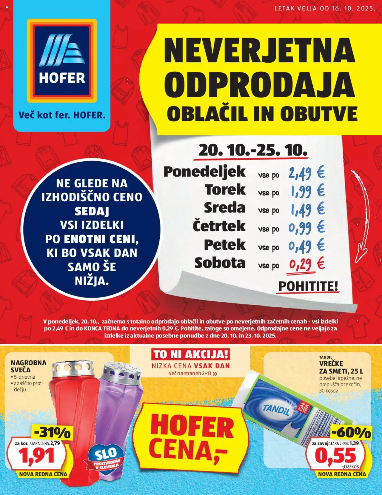 Novi Hofer katalog ponudbe – veljaven od 16.10.2025 | Stran: 1 | Izdelki: Sveča, Kos