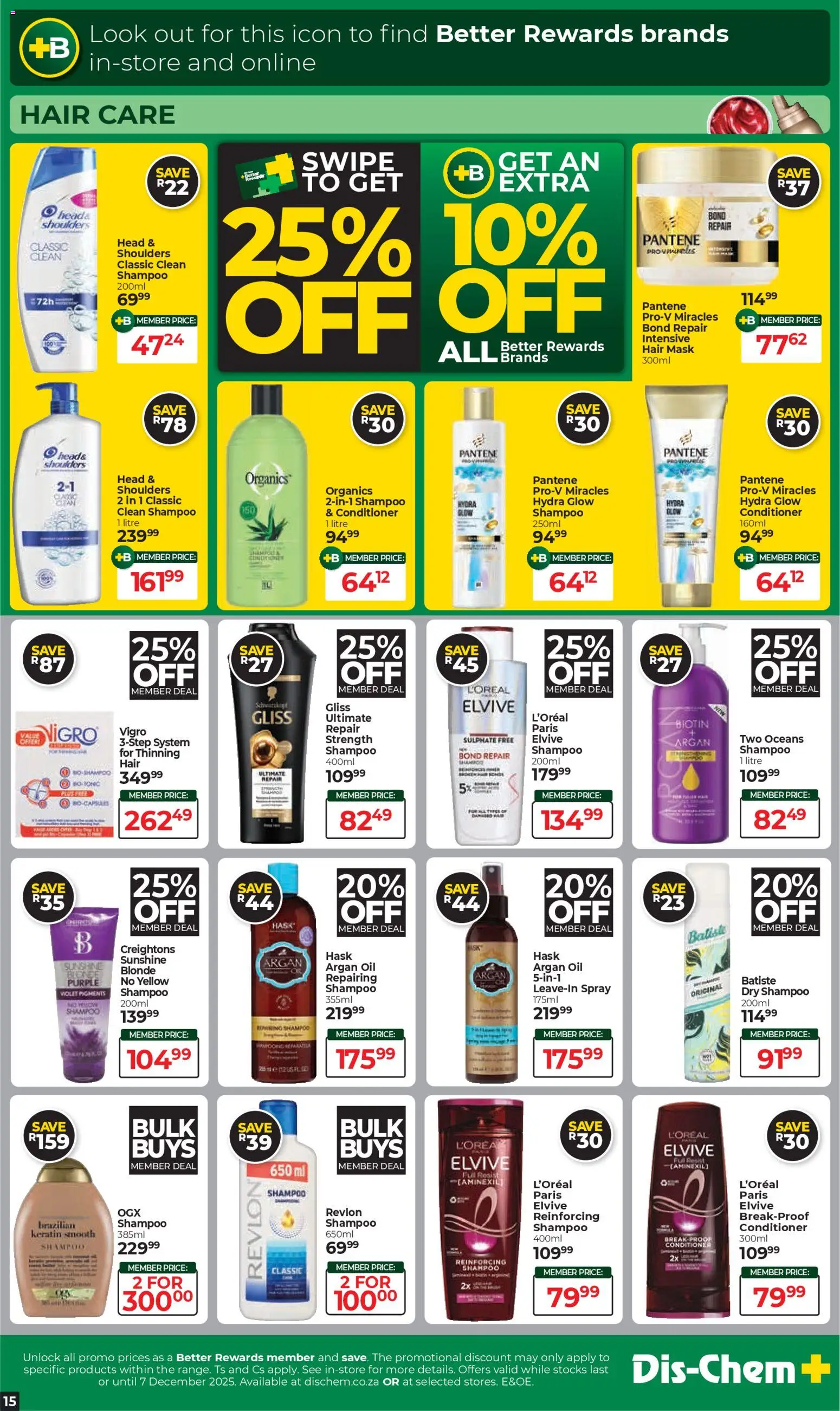 New Dis-Chem catalogue – valid from 18.11.2025 | Page: 15 | Products: Oil, Shampoo, Conditioner, Hair mask