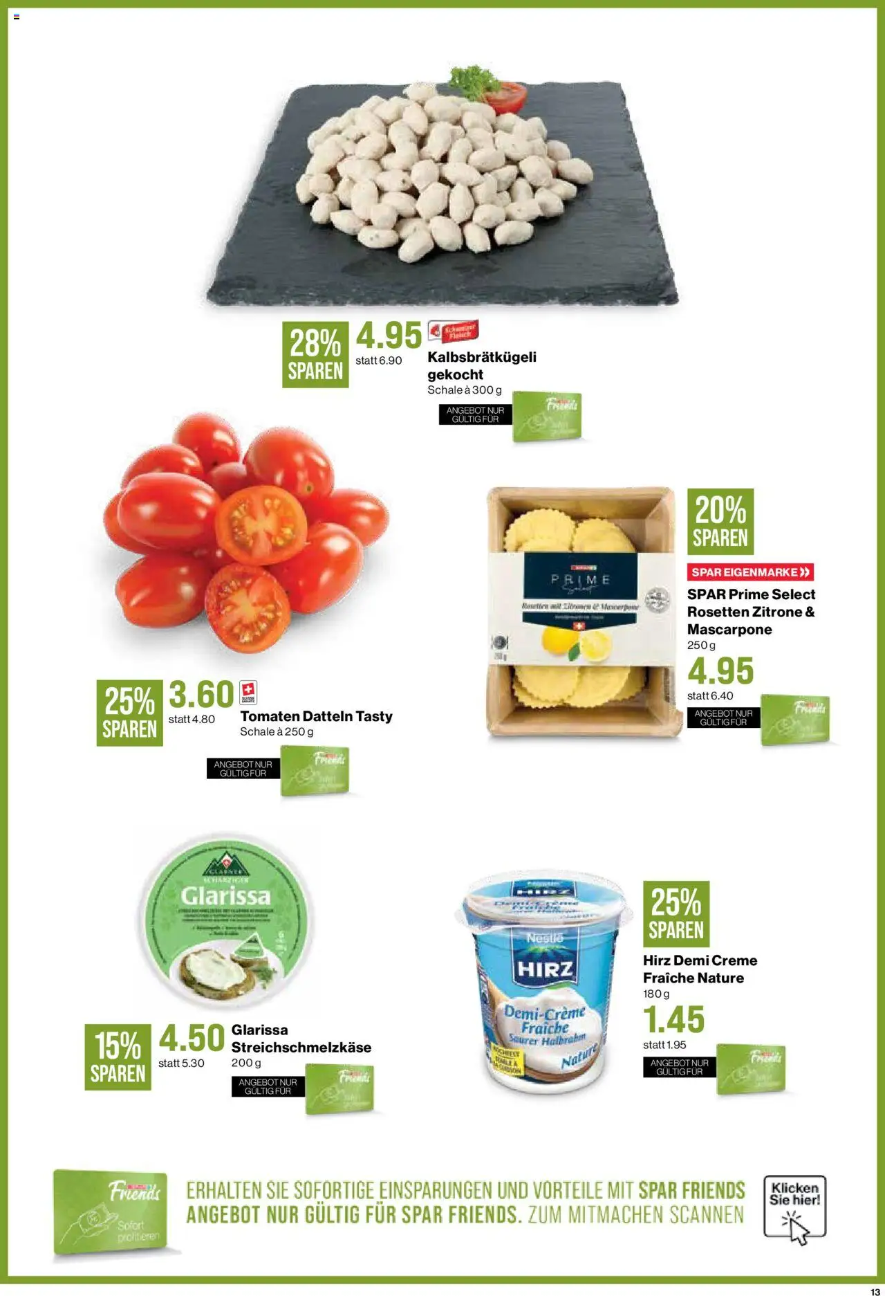 SPAR Aktionen – gültig ab 09.10.2025 | Seite: 13 | Produkte: Mascarpone, Tomaten, Zitrone, Creme