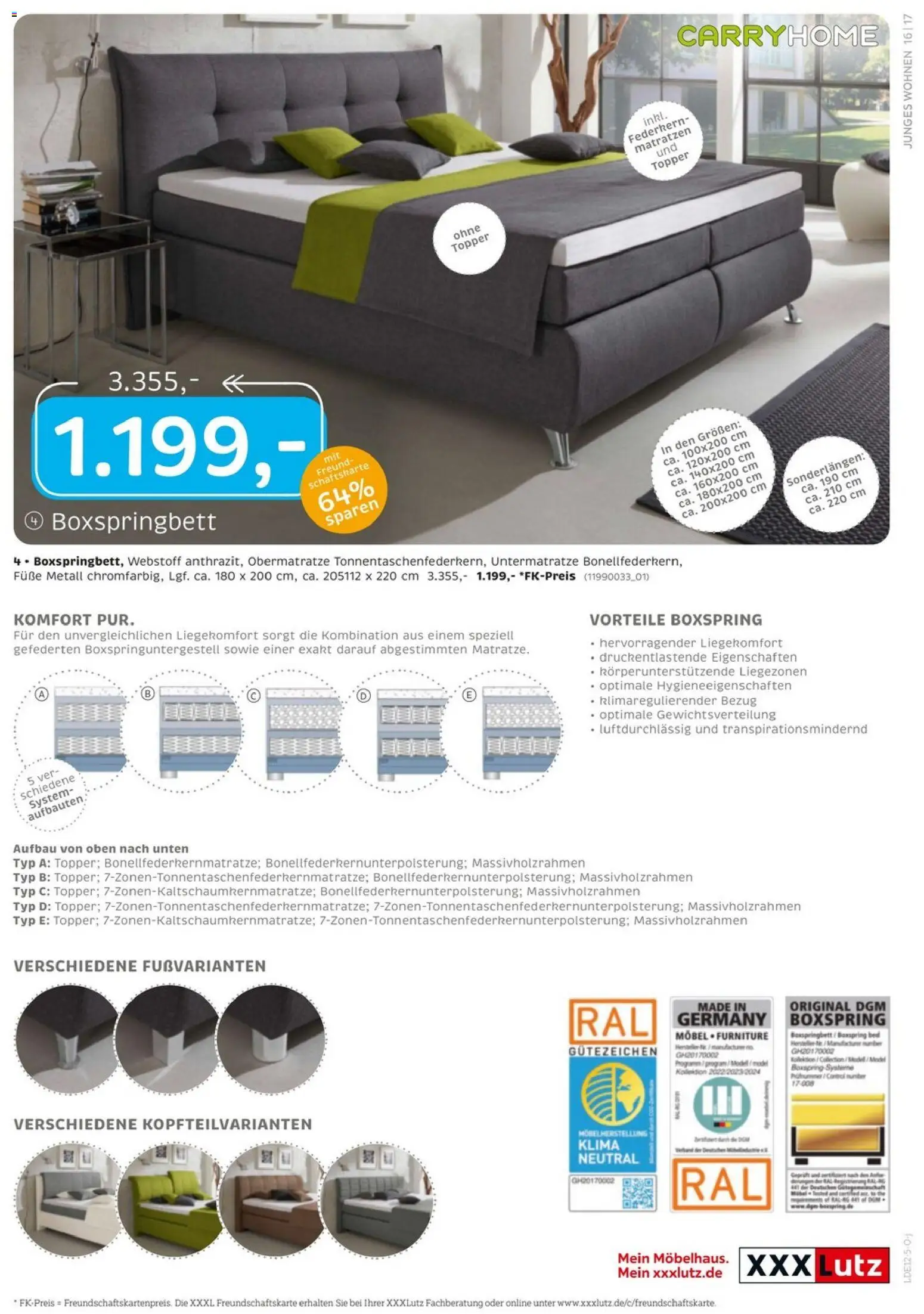 XXXL Lutz Junges Wohnen – gültig ab 30.11.2025 | Seite: 17 | Produkte: Boxspringbett, Topper