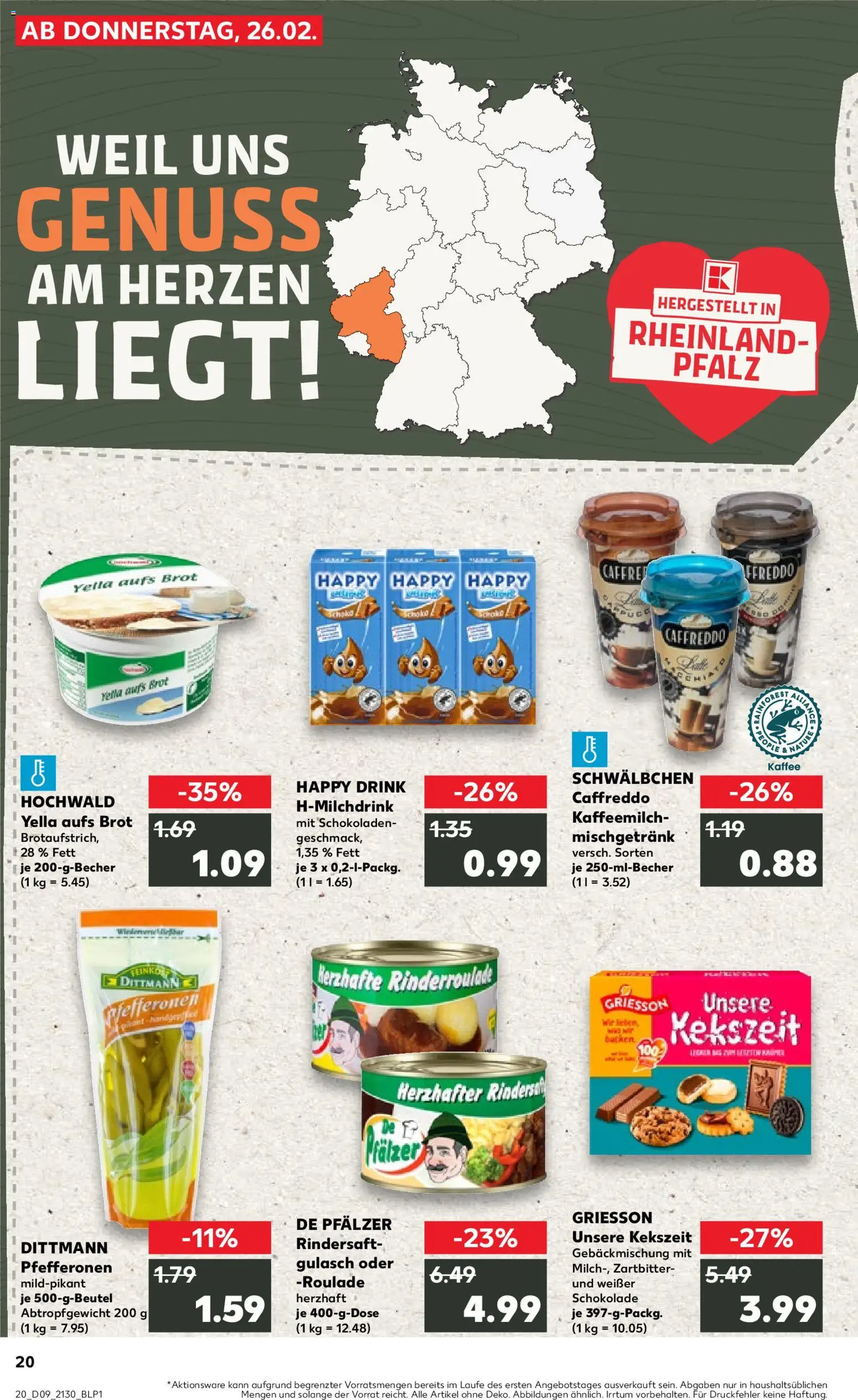 Kaufland prospekt Speyer	 – gültig ab 26.02.2026 | Seite: 20 | Produkte: Kaffee, Schokolade, Gulasch, Brot