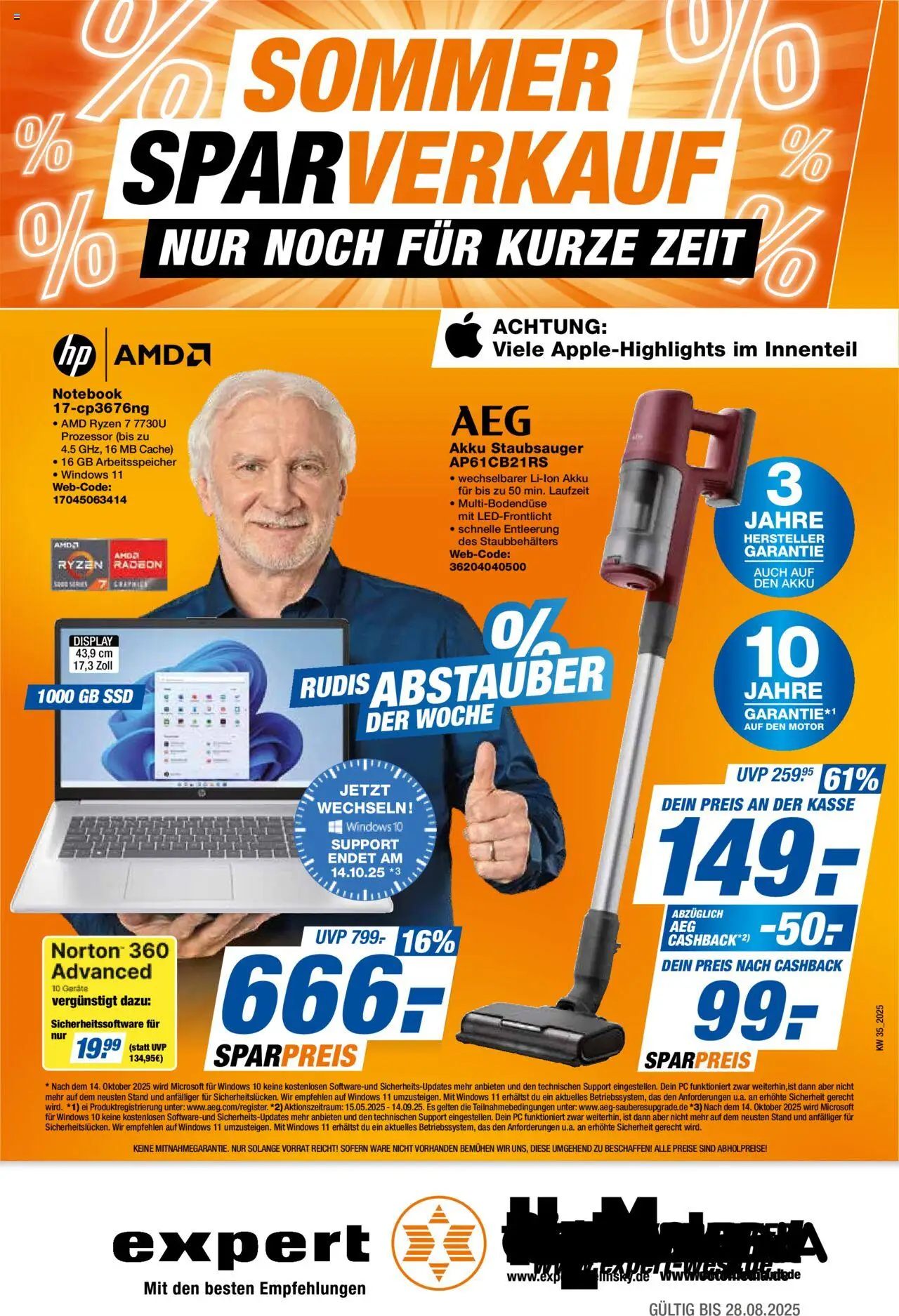 Expert  Sommer Sparverkauf - gültig ab dem 22.08.2025 | Seite: 1 | Produkte: Staubsauger, Notebook, PC