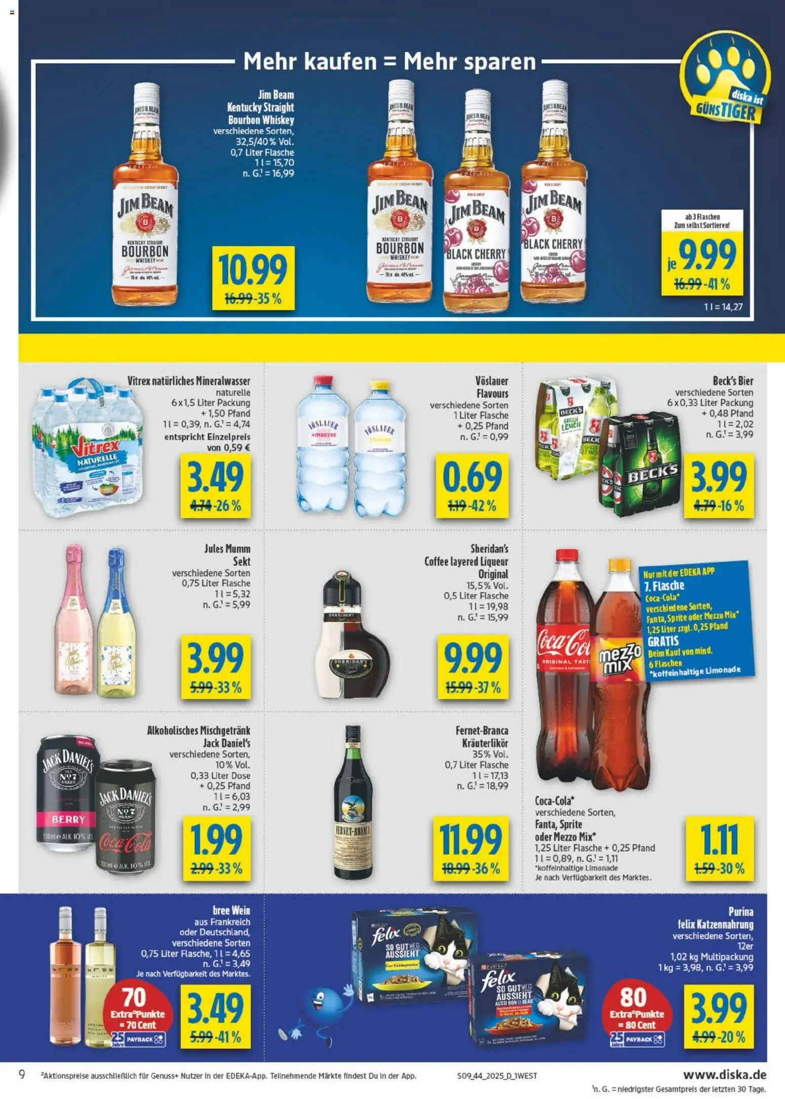 Diska - Diska Angebote Bayern KW44 – gültig ab 27.10.2025 | Seite: 9 | Produkte: Limonade, Mineralwasser, Wein, Bourbon