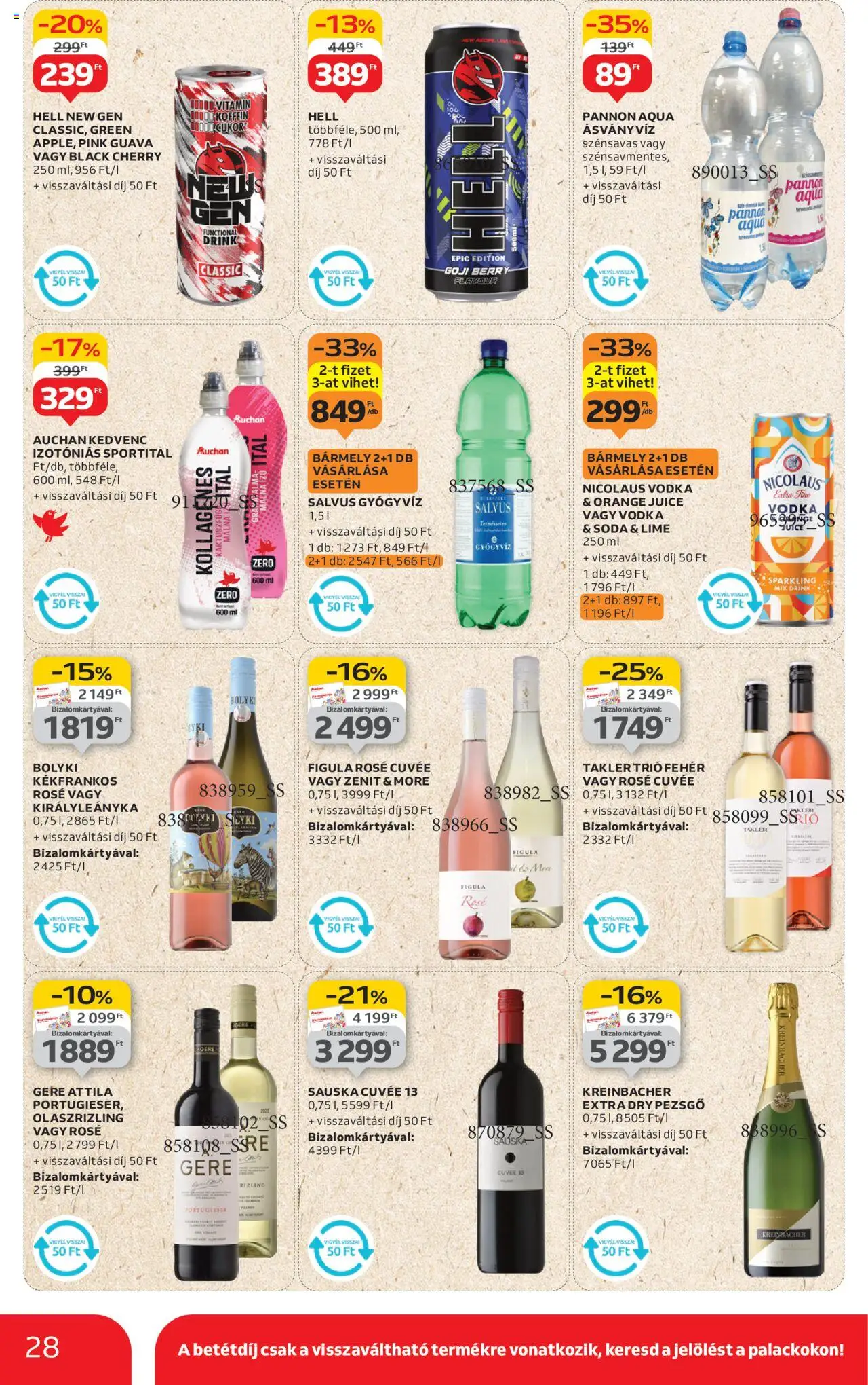 Auchan akciós ujság - amely érvényes a következő dátumtól: 07.08.2025 | Oldal: 28 | Termékek: Lime, Pezsgő, Ásványvíz, Vodka