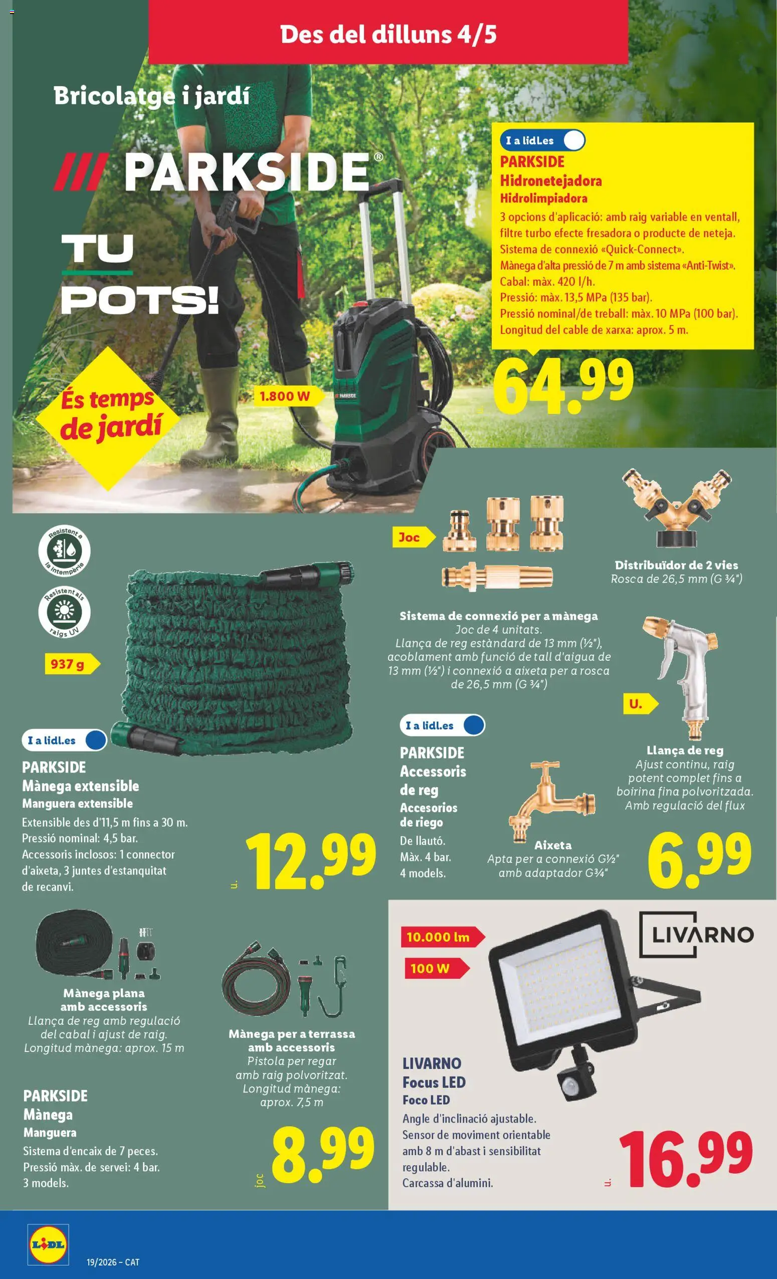 Lidl folleto de bazar │ válido desde el 04.05.2026 | Página: 6 | Productos: Hidrolimpiadora, Manguera, Cable, Adaptador