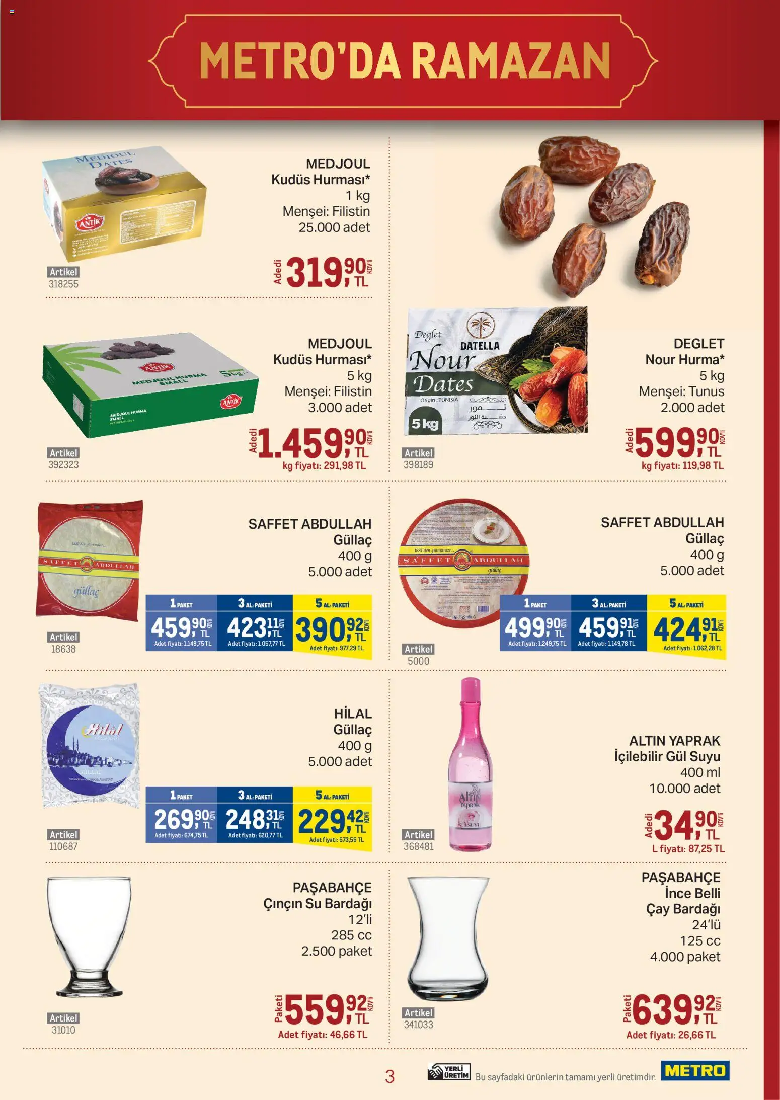 Metro - Kebap Restoranları - 04.03.2026 tarihinden itibaren geçerlidir | Sayfa: 3 | Ürünler: Gül, Çay, Su, Çay bardağı