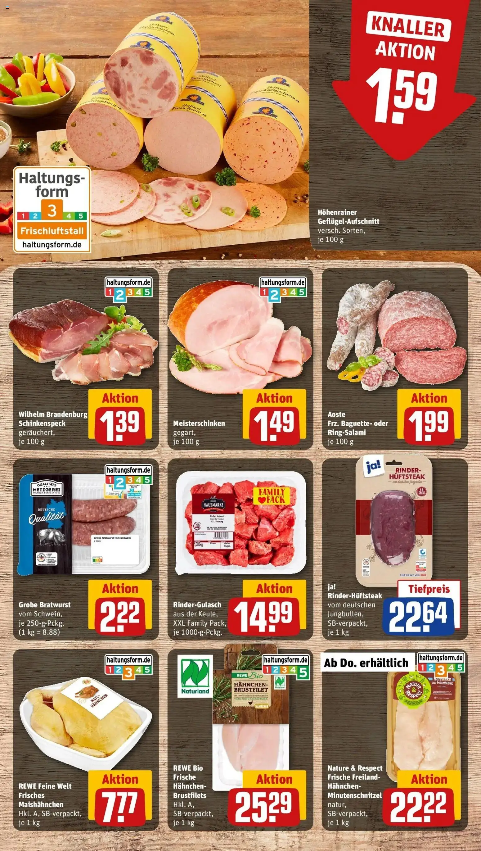 Rewe prospekt Laupheim	 – gültig ab 09.02.2026 | Seite: 14 | Produkte: Rindergulasch, Hahnchen, Bratwurst, Baguette
