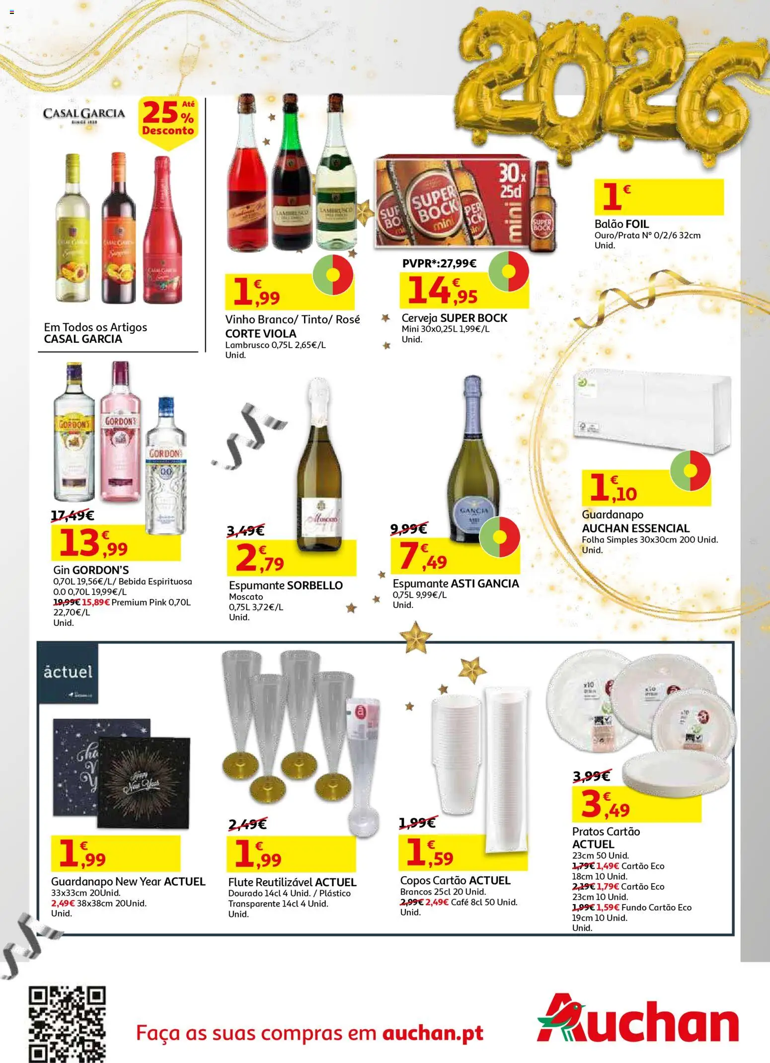 Auchan - Onde o Ano Novo acontece │ válido de 26.12.2025 | Página: 4 | Produtos: Pratos, Vinho, Cerveja, Gin