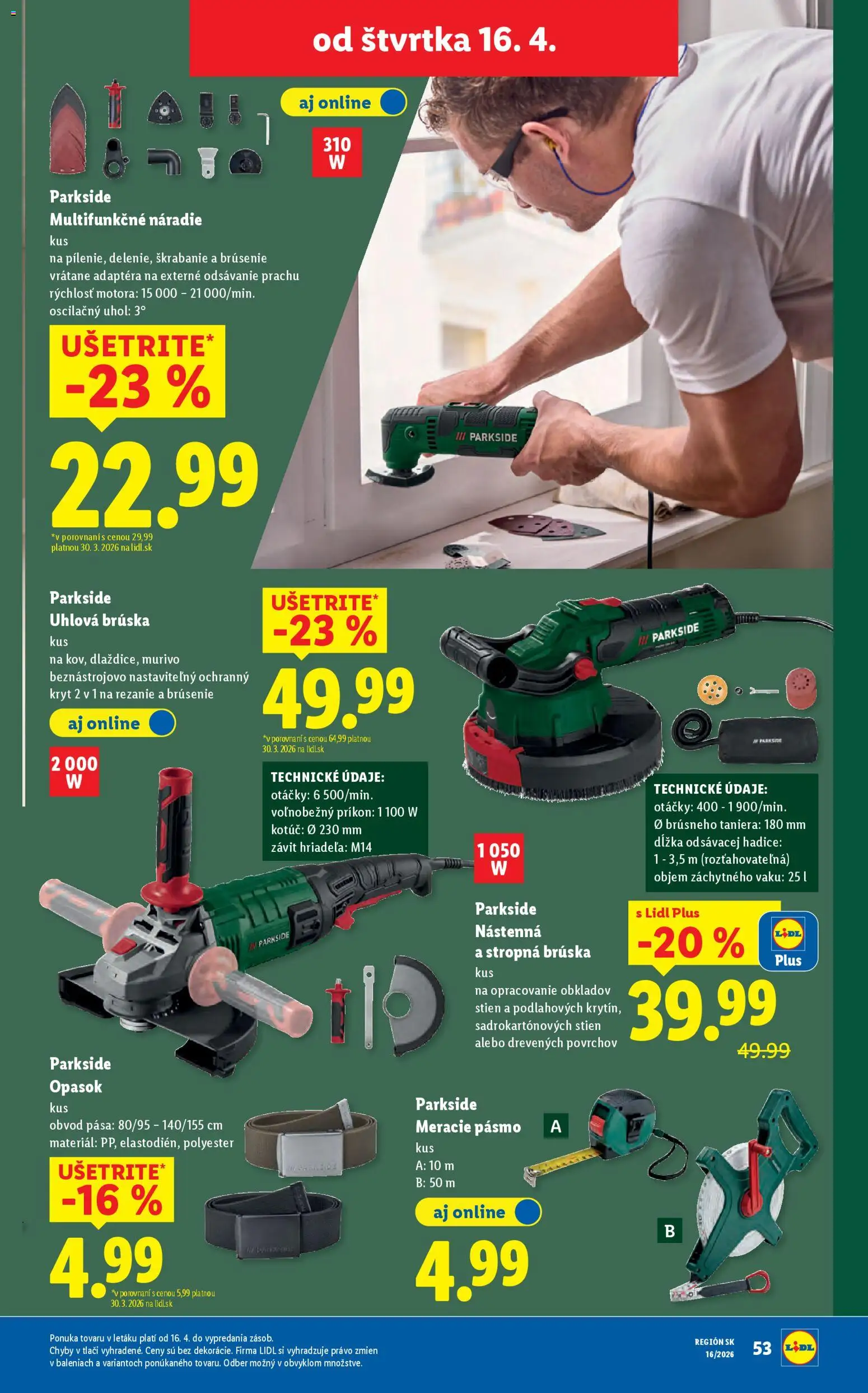 Nové Lidl akcie – leták je platný od 13.04.2026 | Strana: 79 | Produkty: Náradie, Uhlová brúska, Parkside