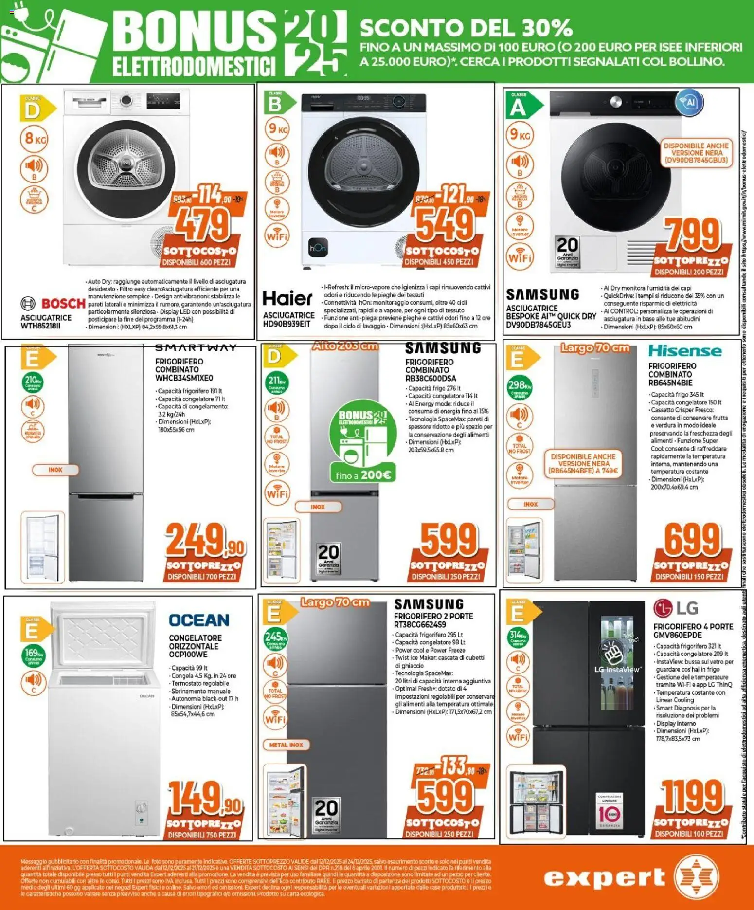 Volantino Expert del 12.12.2025 | Pagina: 33 | Prodotti: Frutta, Asciugatrice, Congelatore, Samsung