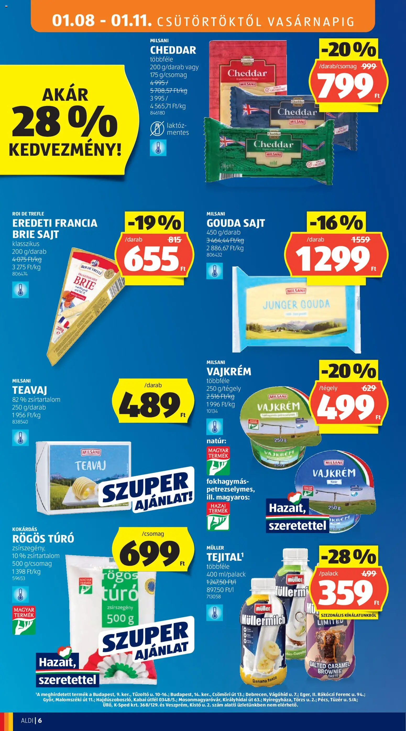 Aldi akciós ujság - amely érvényes a következő dátumtól: 08.01.2026 | Oldal: 10 | Termékek: Rögös túró, Gouda, Teavaj, Sajt