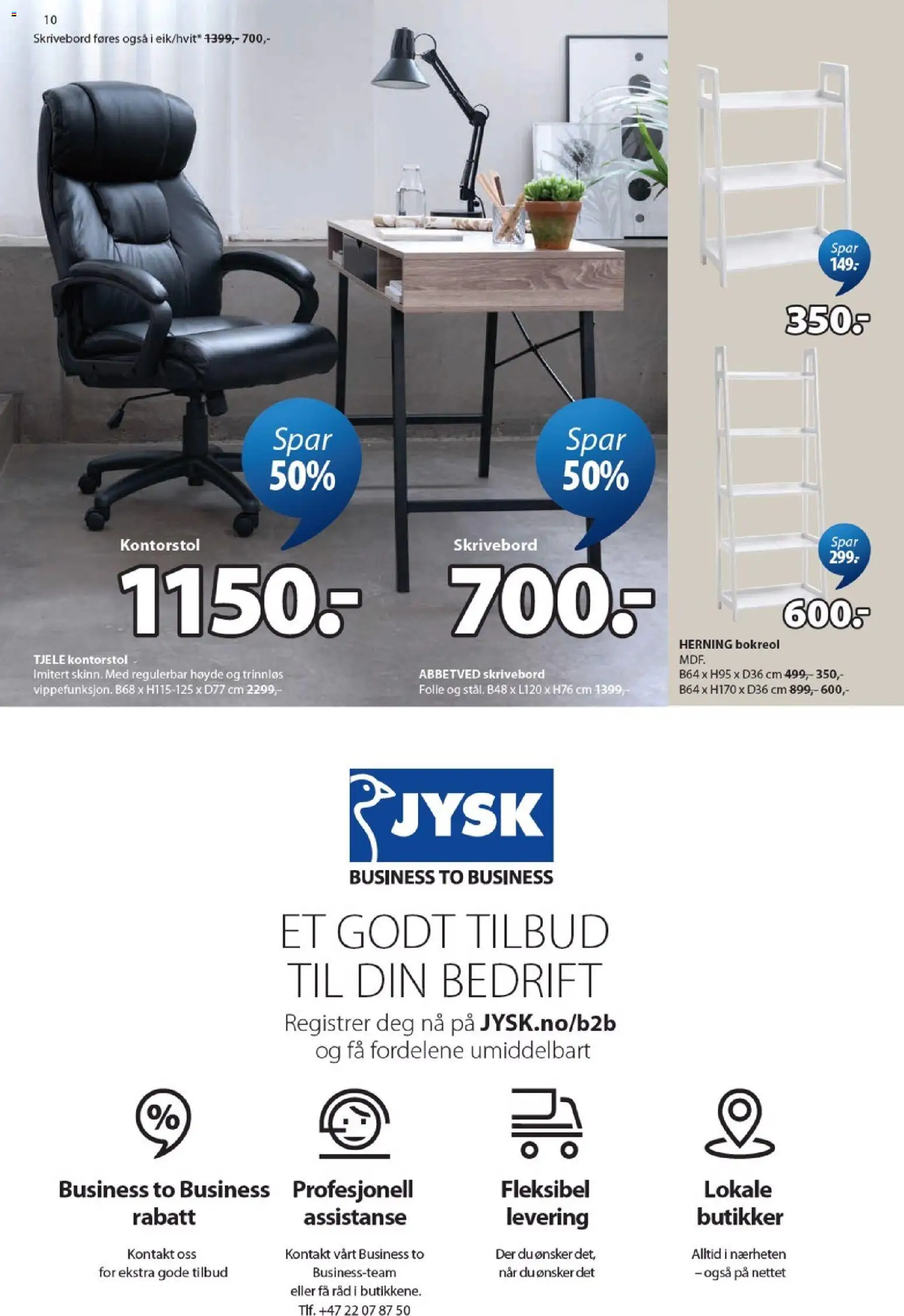 {H1} | Side: 10 | Produkter: Gown, Kontakt, Kontorstol, Skrivebord