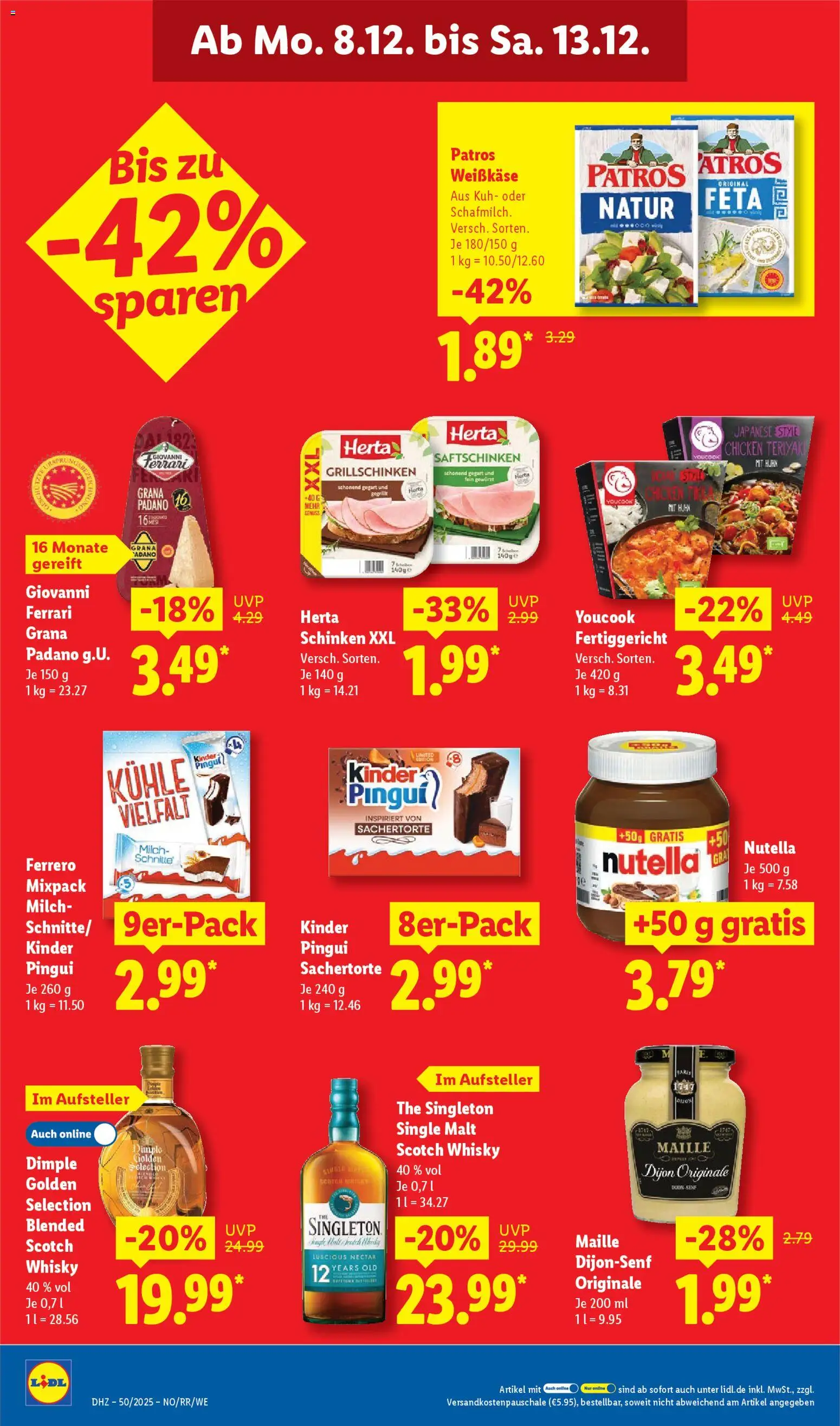 Lidl Prospekt Krefeld – gültig ab 08.12.2025 | Seite: 12 | Produkte: Whisky, Feta, Patros, Grat