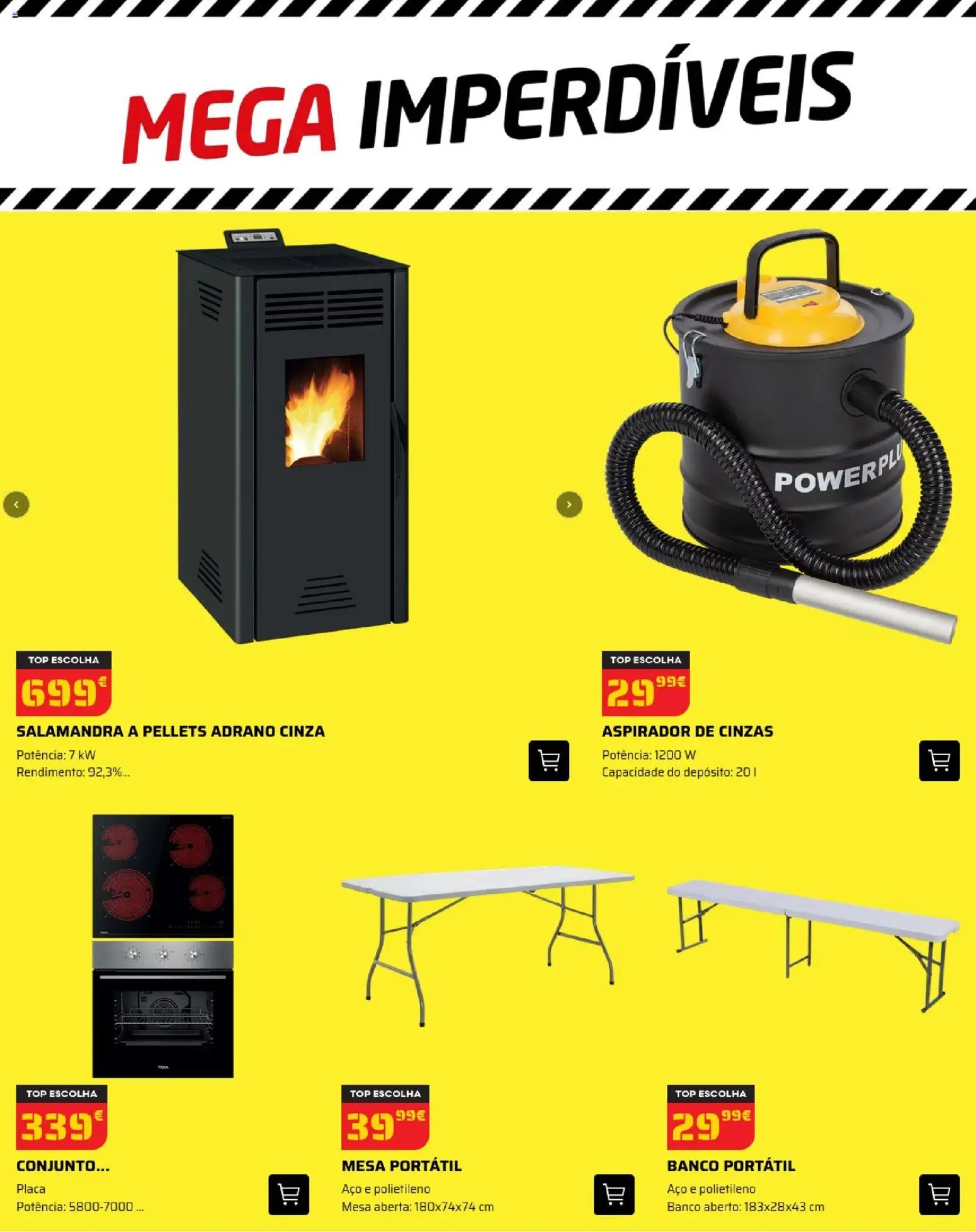 BricoMarché - Mega Imperdíveis - Vila do Conde │ válido de 04.12.2025 | Página: 4 | Produtos: Aspirador, Banco, Aspirador de cinzas, Mesa