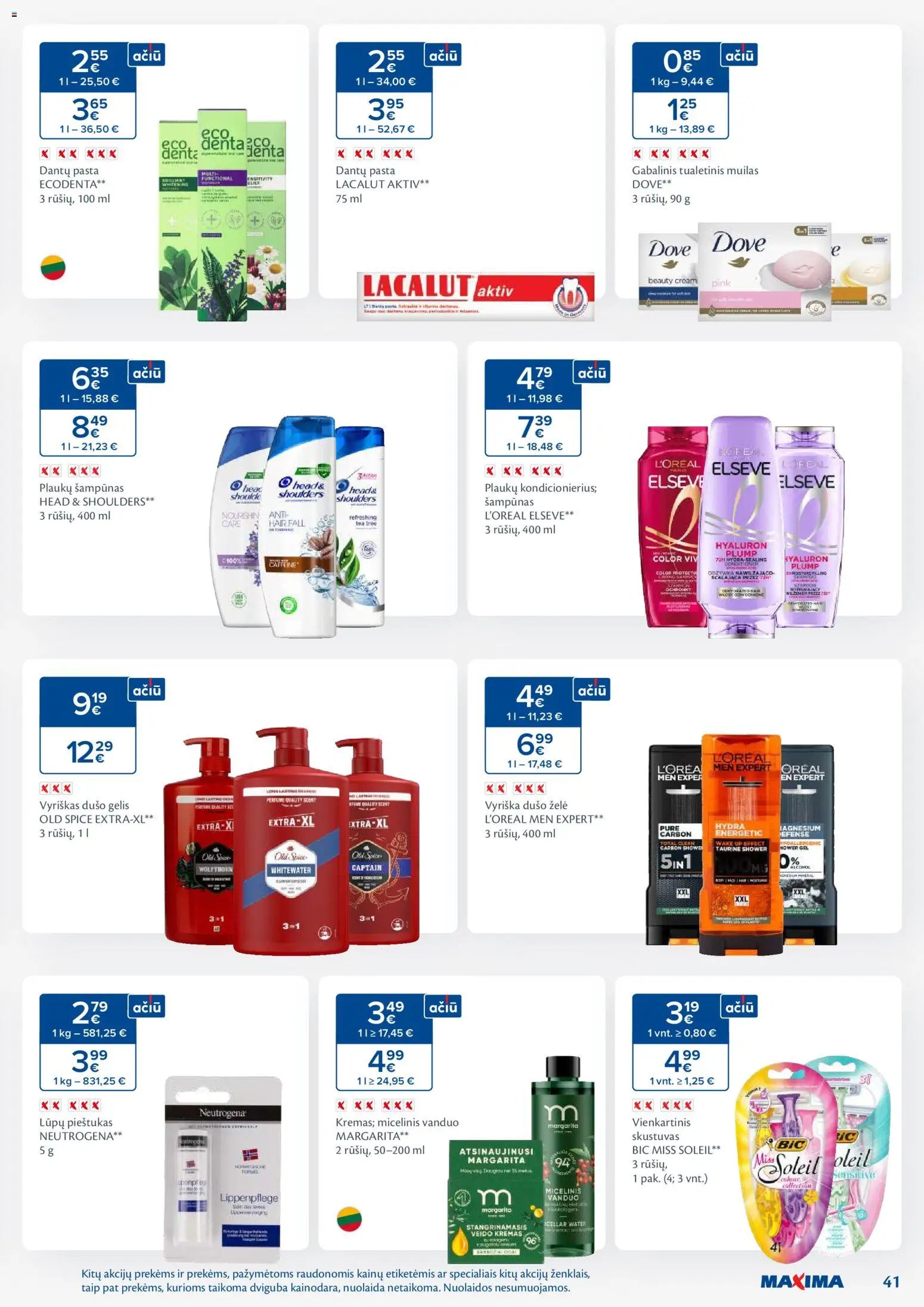 MAXIMA akcijos nuo 28.10.2025 | Puslapis: 41 | Prekių: Kremas, Micelinis vanduo, Muilas, Tualetinis muilas