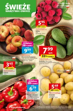 Auchan Gazetka od 31.07.2025 | Strona: 4 | Produkty: Brzoskwinia, Maliny, Papryka, Owoce