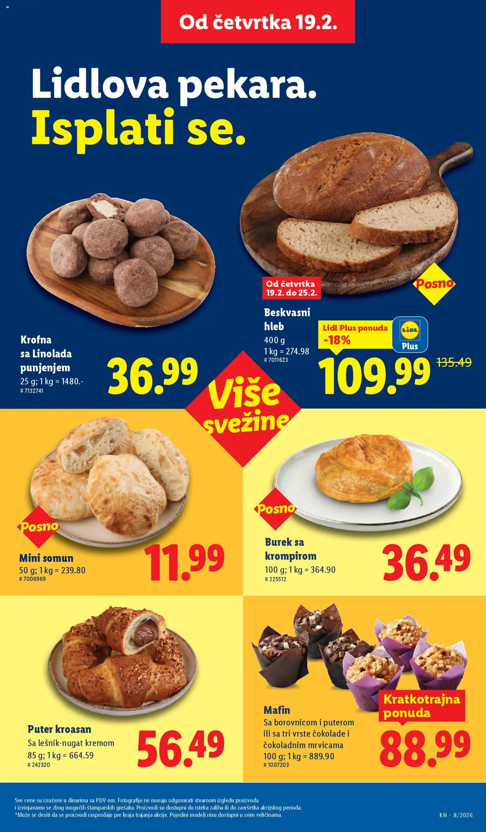 Lidl katalog - važi od 19.02.2026 | Strana: 15 | Proizvode: Somun, Kroasan, Puter, Hleb