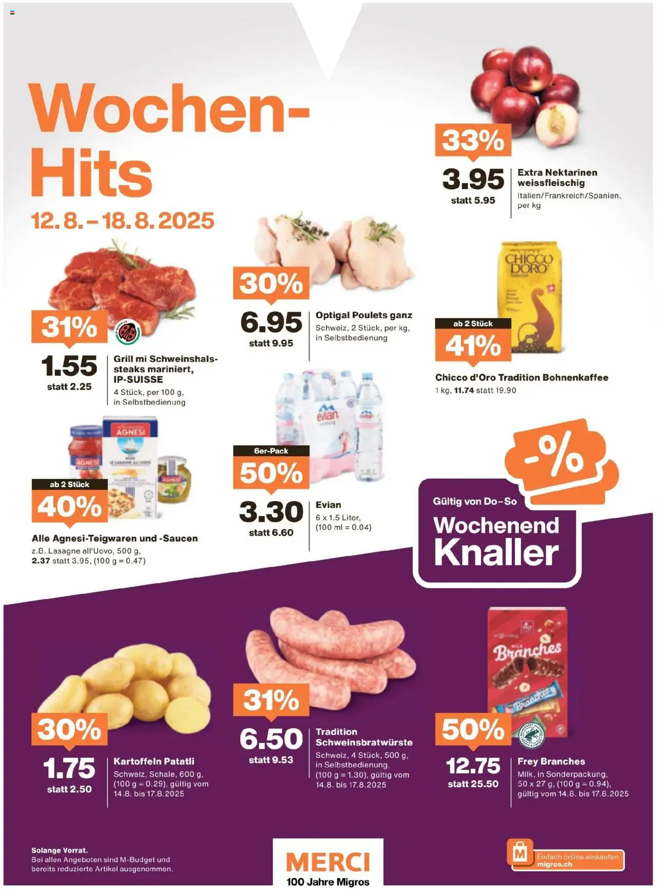Migros - Magazin ab 12.08.2025 | Seite: 62 | Produkte: Nektarinen, Pasta, Kartoffeln, Grill
