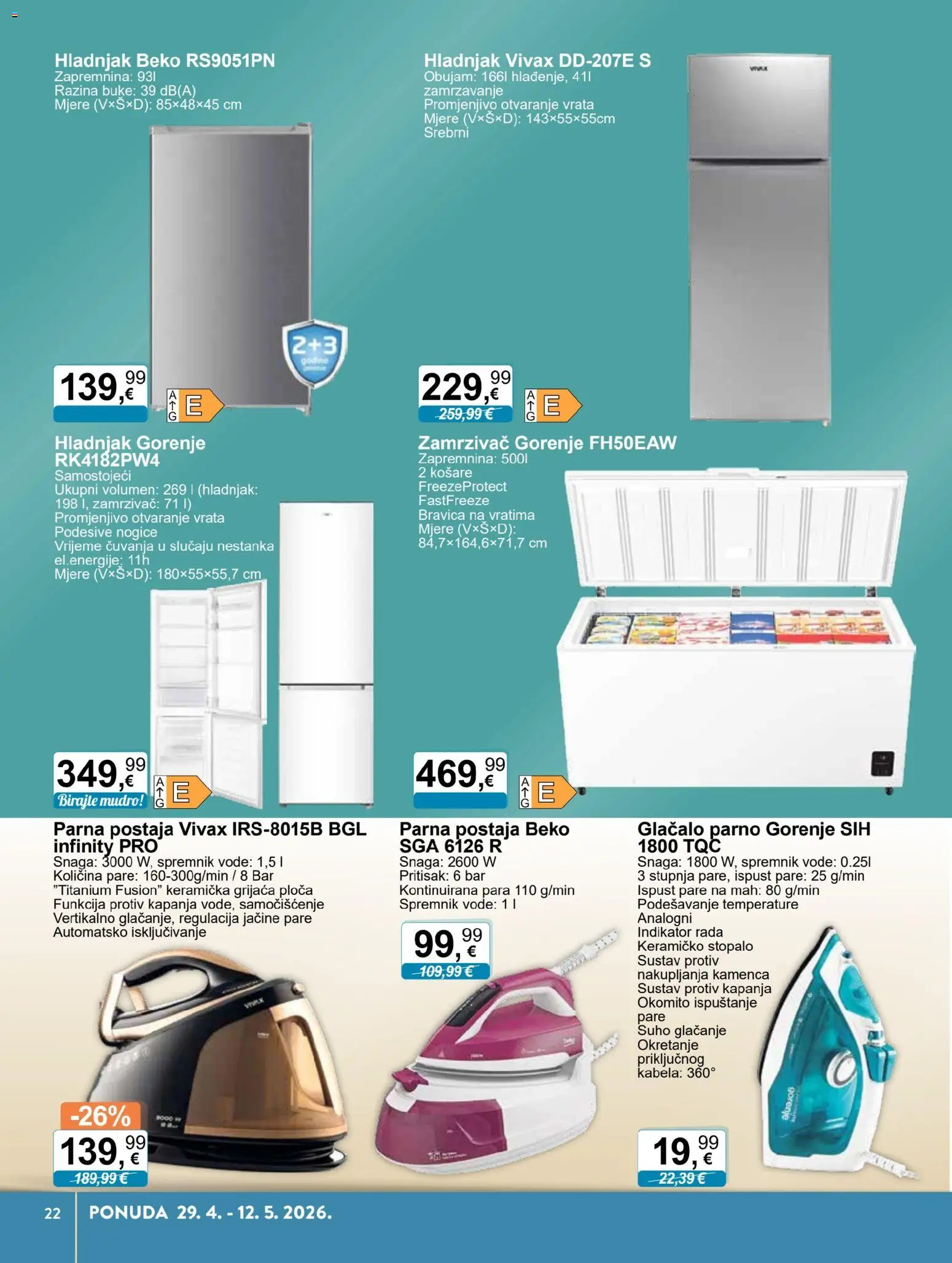 KTC katalog | vrijedi od 29.04.2026 | Stranica: 19 | Proizvodi: Parna postaja, Košare, Hladnjak, Zamrzivač