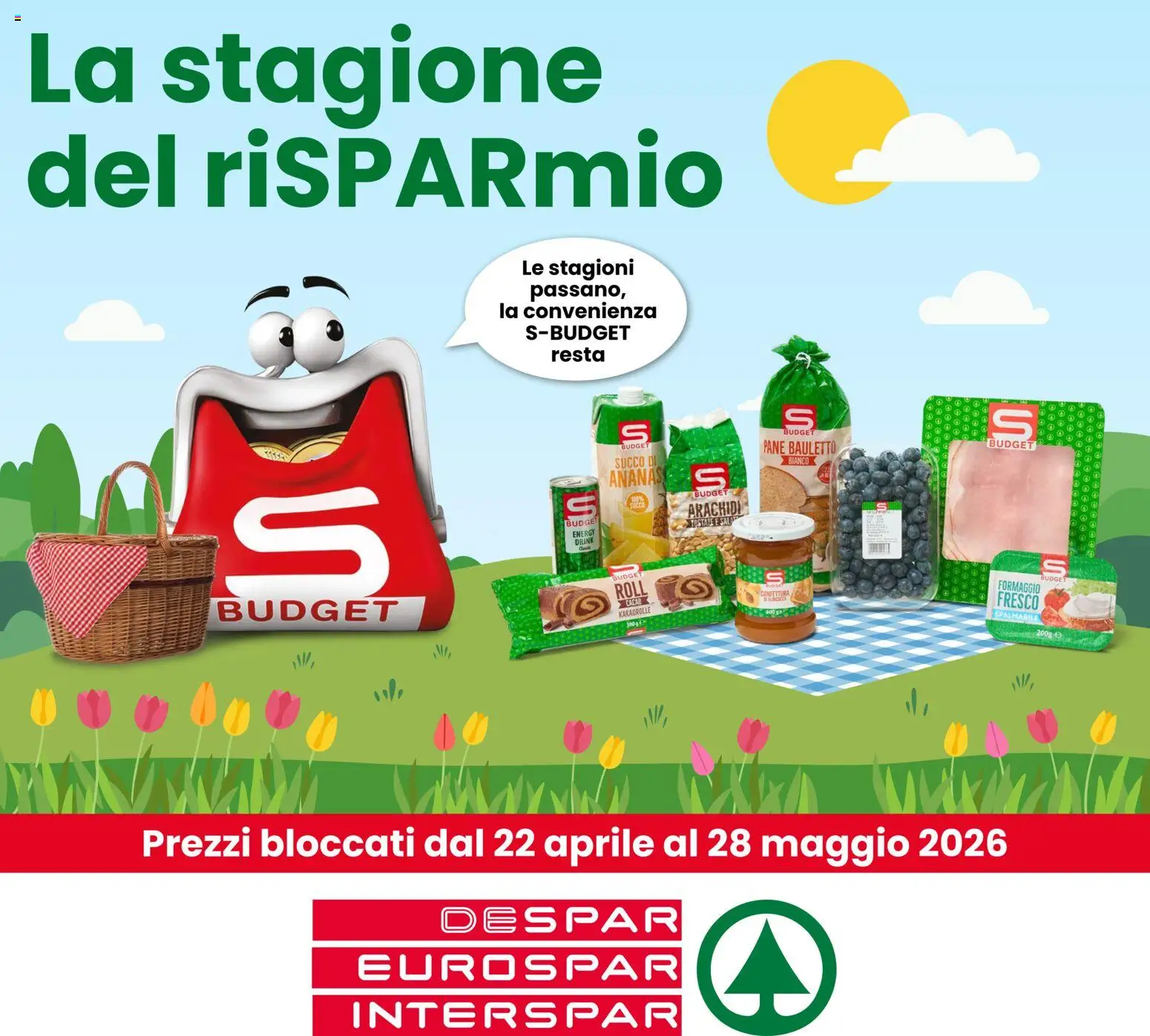 Volantino Interspar del 22.04.2026 | Pagina: 1 | Prodotti: Succo, Ananas, Arachidi, Cacao