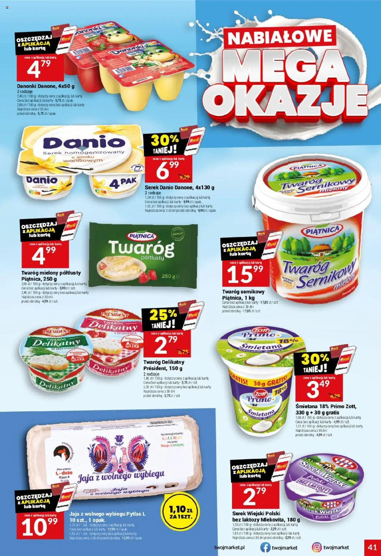 Twój Market Gazetka od 22.10.2025 | Strona: 41 | Produkty: Karta, Serek, Serek wiejski, Śmietana