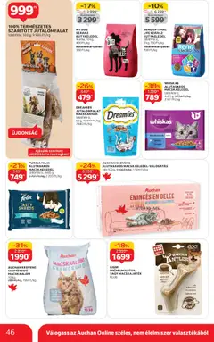 Auchan Akciós újság - amely érvényes a következő dátumtól: 16.10.2025 | Oldal: 46 | Termékek: Macskaalom, Sütőtök, Kutyaeledel, Whiskas