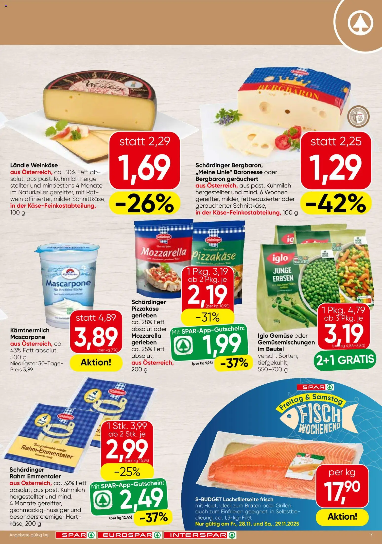 Spar Flugblatt - Tirol gültig ab 27.11.2025 | Seite: 7 | Produkte: Gemüse, Erbsen, Wein, Fisch