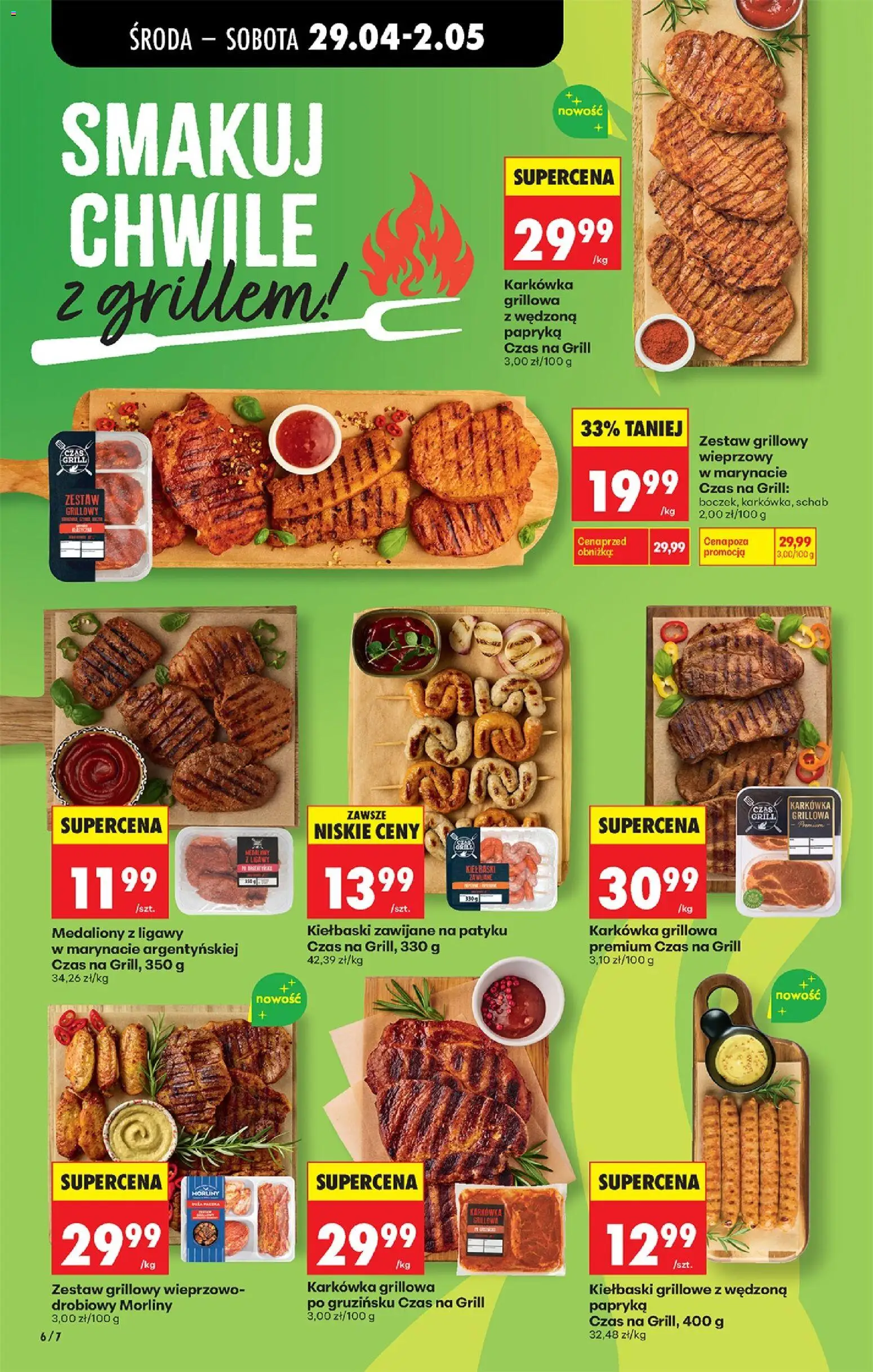 Biedronka gazetka od środy od 29.04.2026 | Strona: 6 | Produkty: Karkówka, Grill, Kiełbaski, Papryka