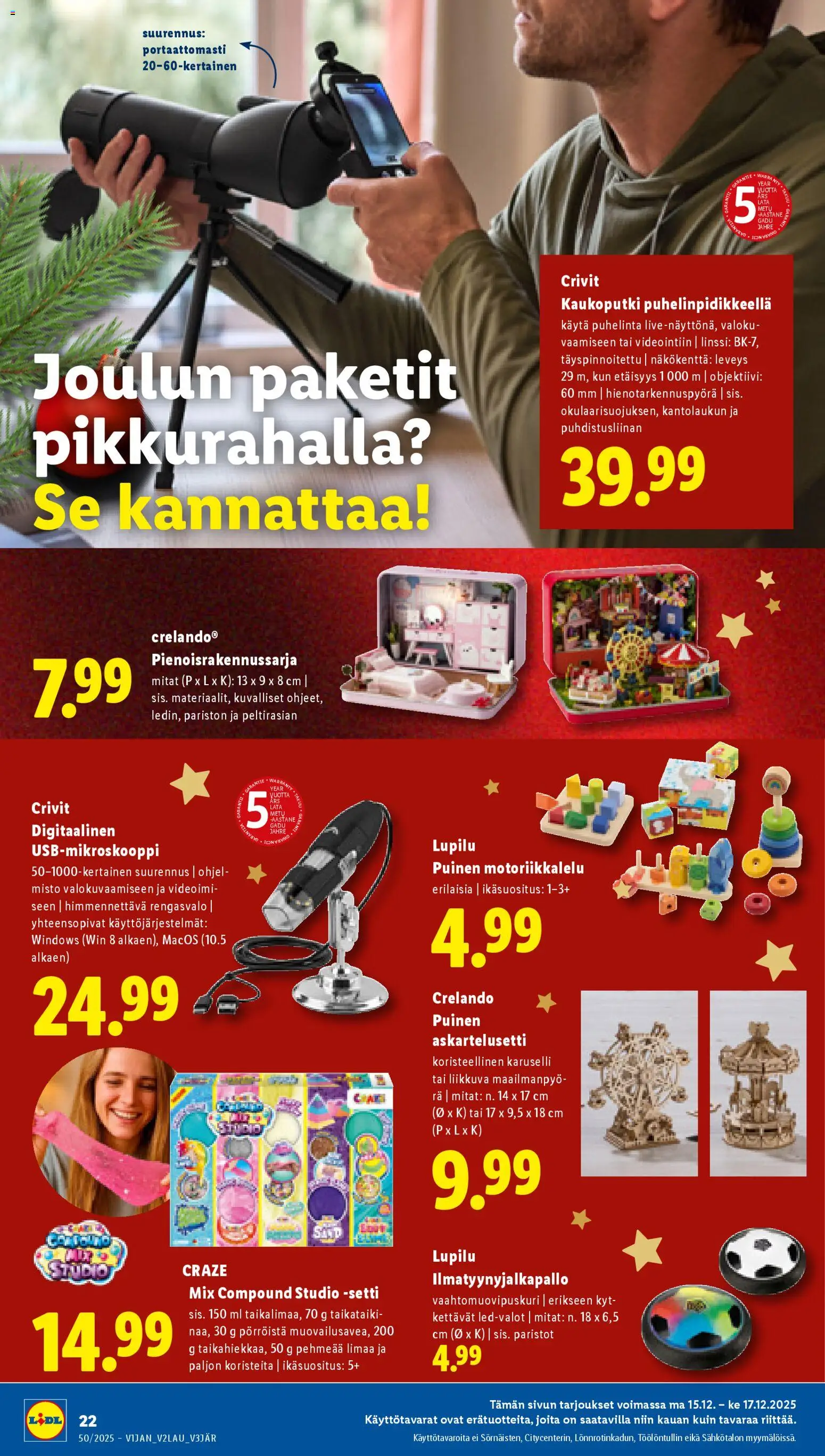 Lidl tarjoukset - Helsinki – voimassa 11.12.2025 alkaen | Sivu: 24 | Tuotteet: Kaukoputki, Paristot