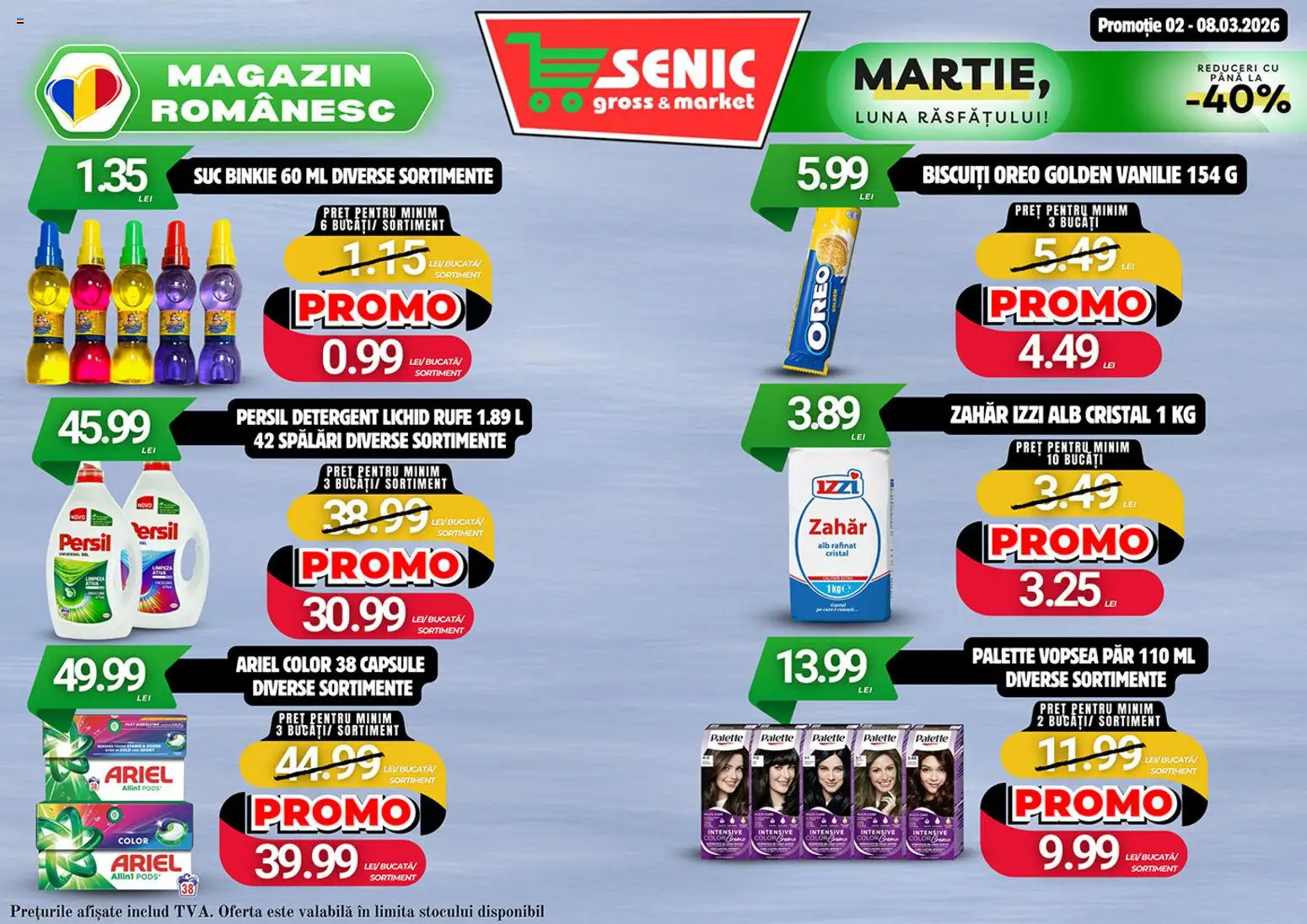Noul catalog Senic – valabil de la 02.03.2026 | Pagină: 3 | Produse: Cremă, Suc, Detergent, Zahăr