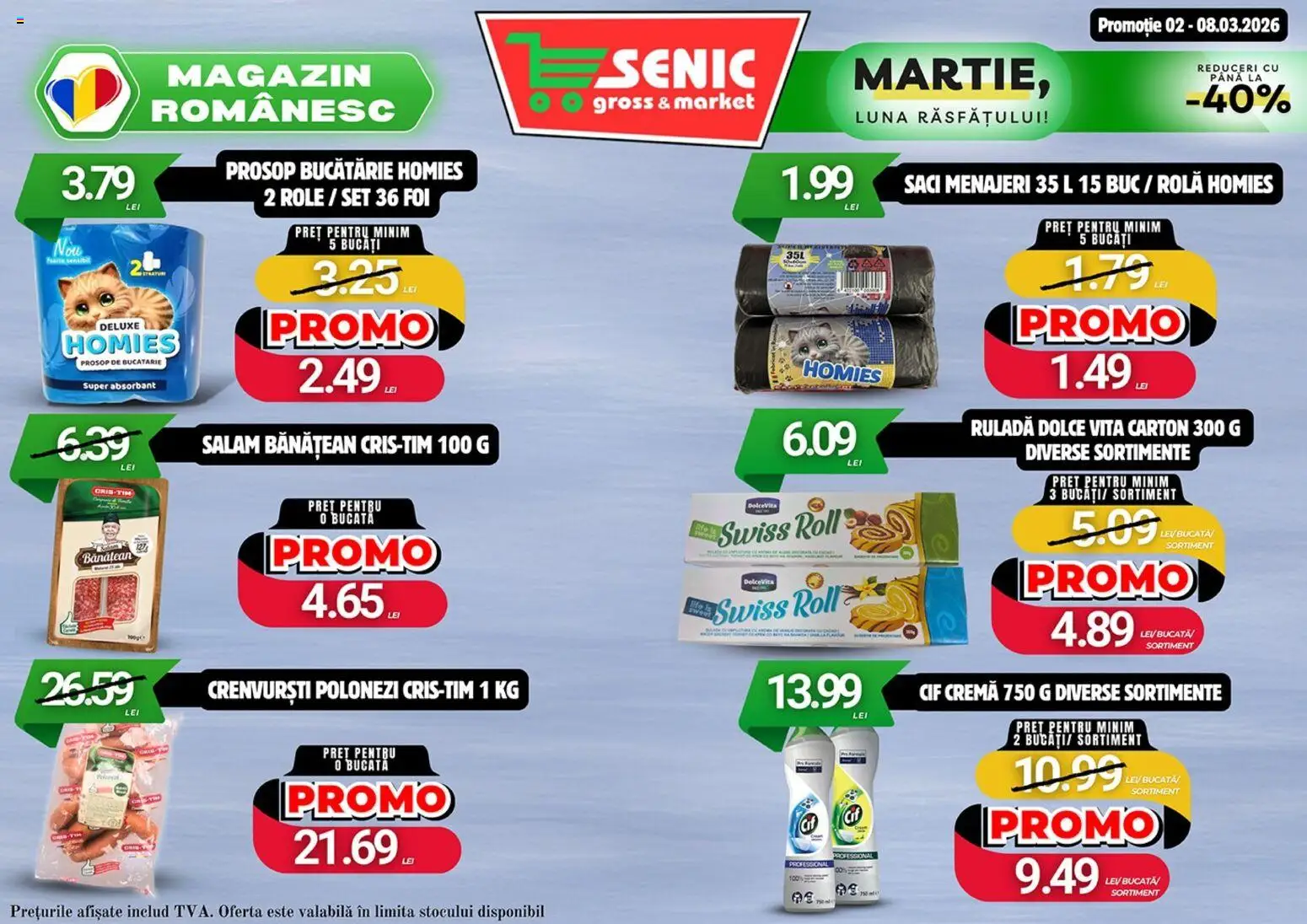 Noul catalog Senic – valabil de la 02.03.2026 | Pagină: 3 | Produse: Vopsea, Cremă, Detergent, Biscuiți