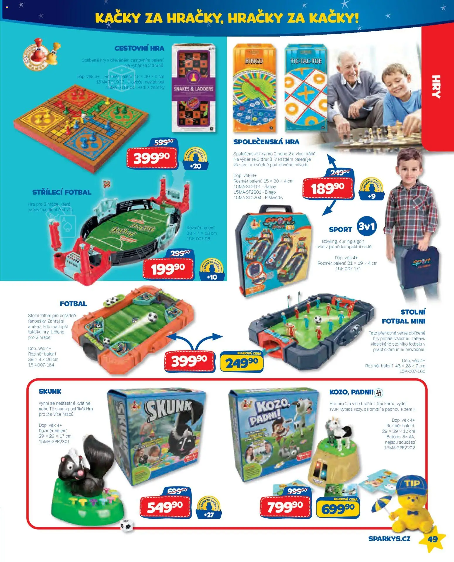 Sparkys katalog Léto 2026 od 01.05.2026 | Strana: 49 | Produkty: Hra, Hračky, Stolní fotbal, Baterie