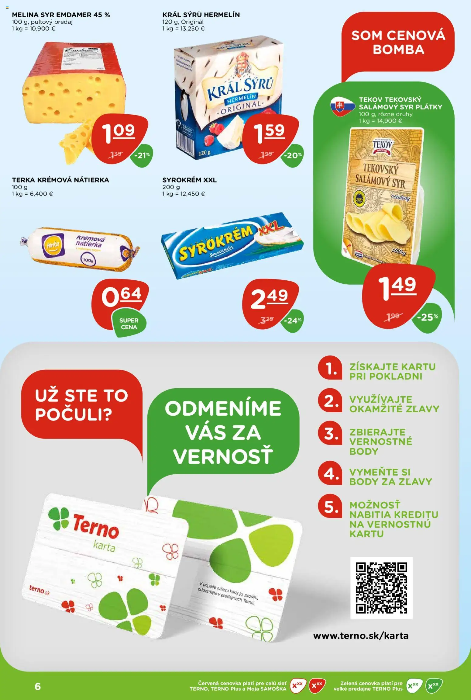 Nové Terno akcie – leták je platný od 19.02.2026 | Strana: 6 | Produkty: Syr