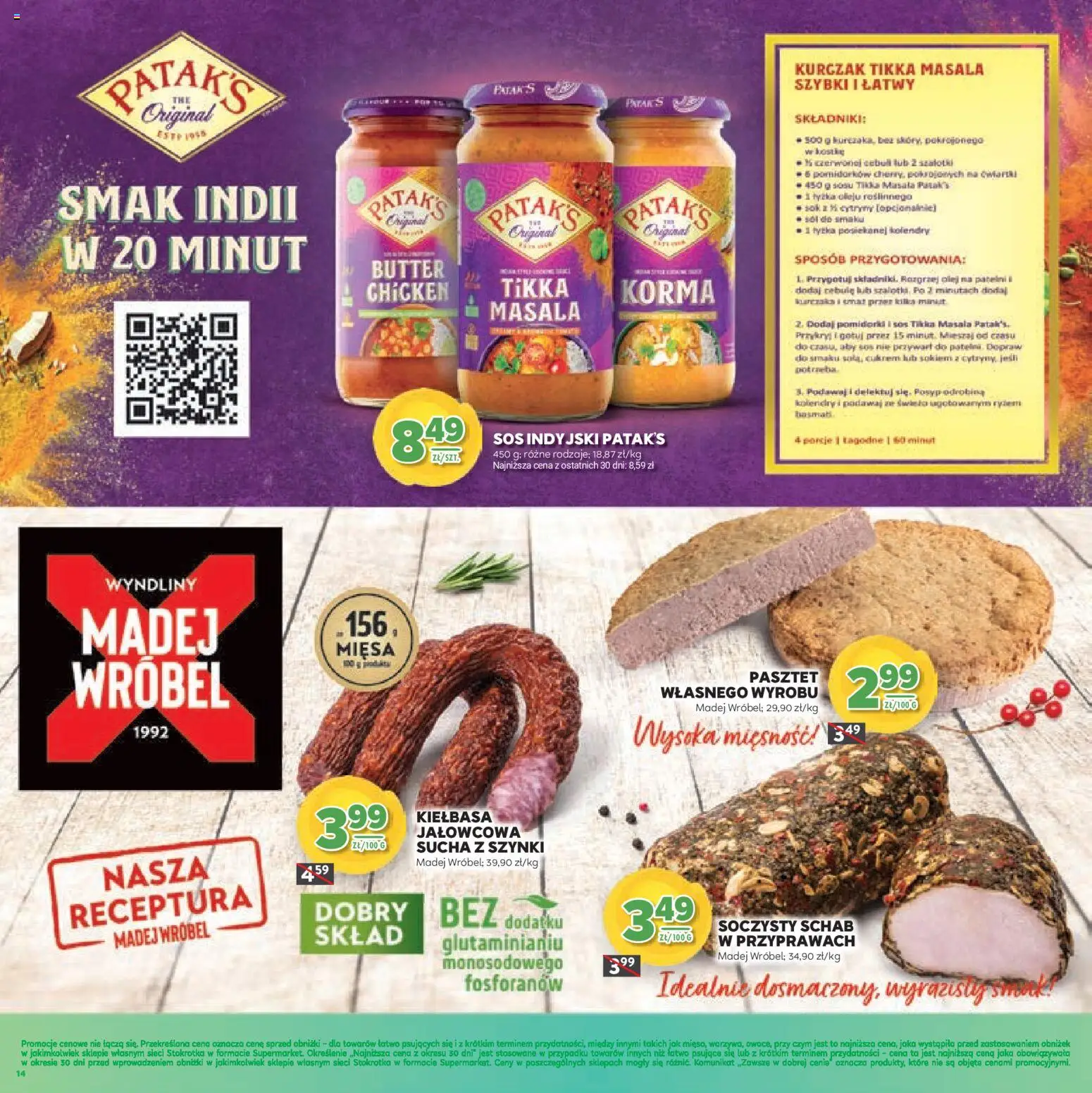 Stokrotka Gazetka - Wiosenne Inspiracje od 26.02.2026 | Strona: 14 | Produkty: Schab, Stokrotka, Sos tikka masala, Cebule