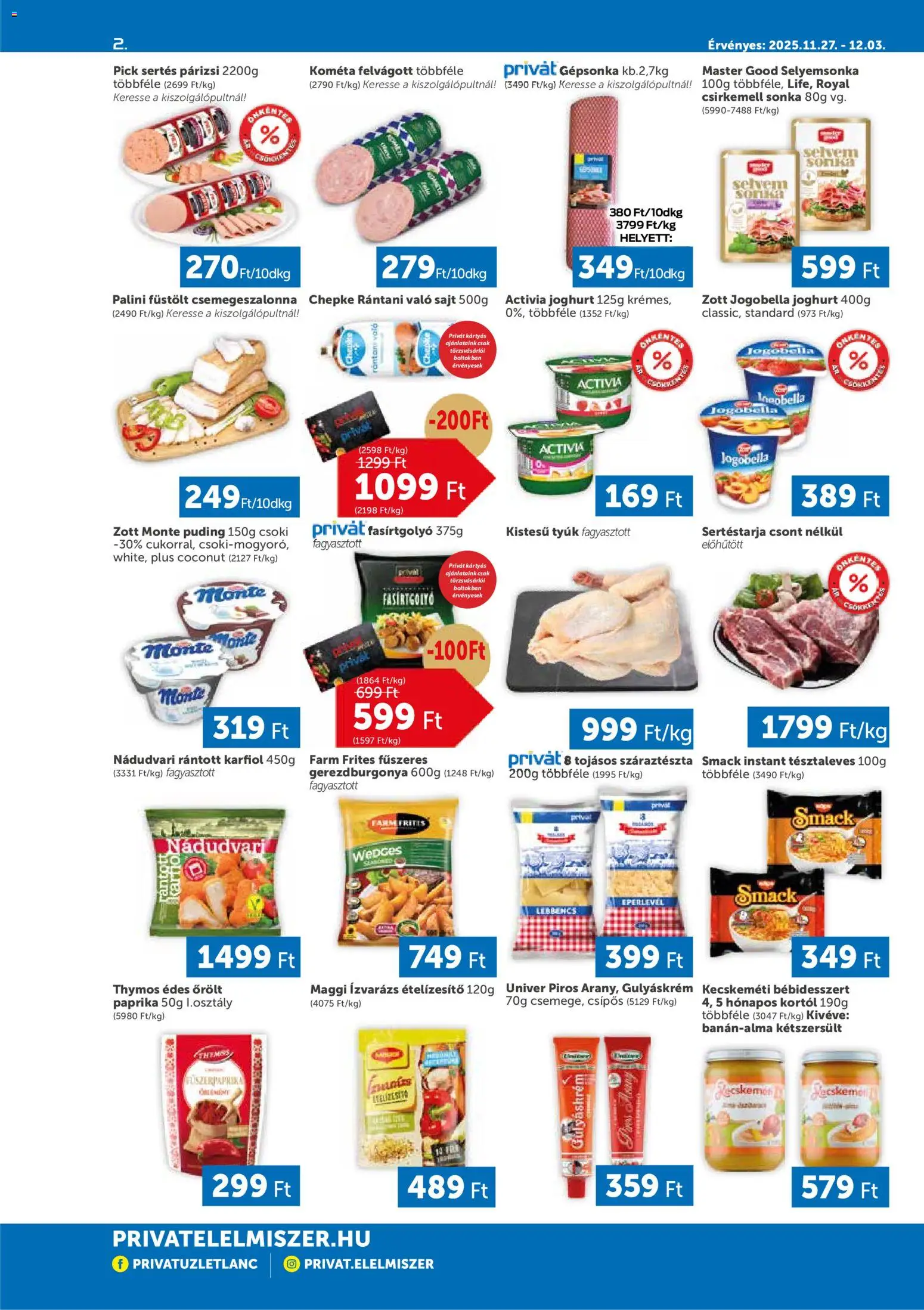 PRIVÁT akciós ujság - amely érvényes a következő dátumtól: 27.11.2025 | Oldal: 2 | Termékek: Pick, Maggi, Sajt, Párizsi