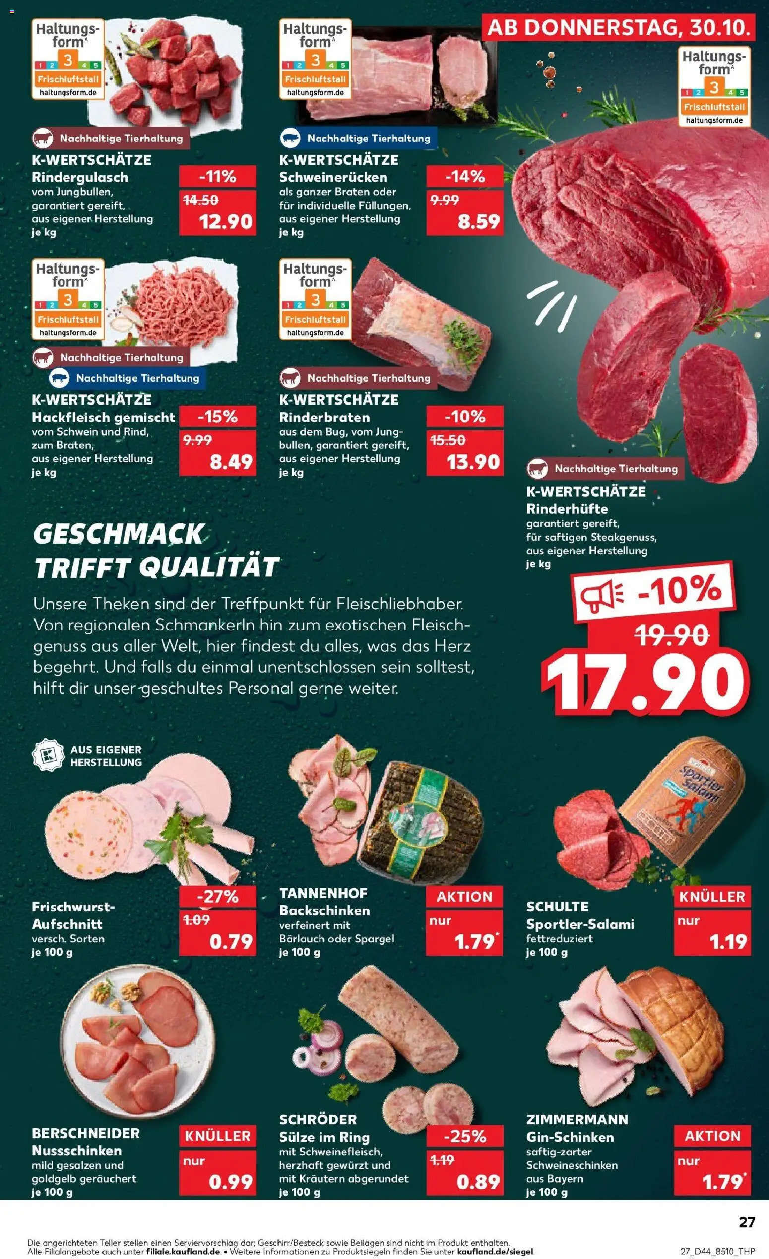 Kaufland prospekt Frankenthal	 – gültig ab 30.10.2025 | Seite: 27 | Produkte: Schweinerucken, Gin, Fleisch, Hackfleisch