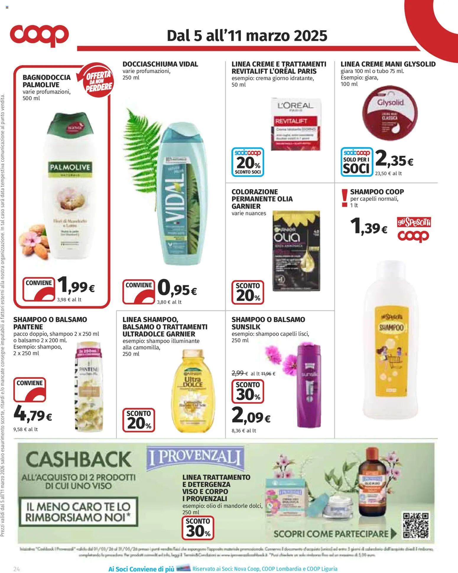 Volantino COOP del 05.03.2026 | Pagina: 24 | Prodotti: Shampoo, Crema, Tè, Mandorle