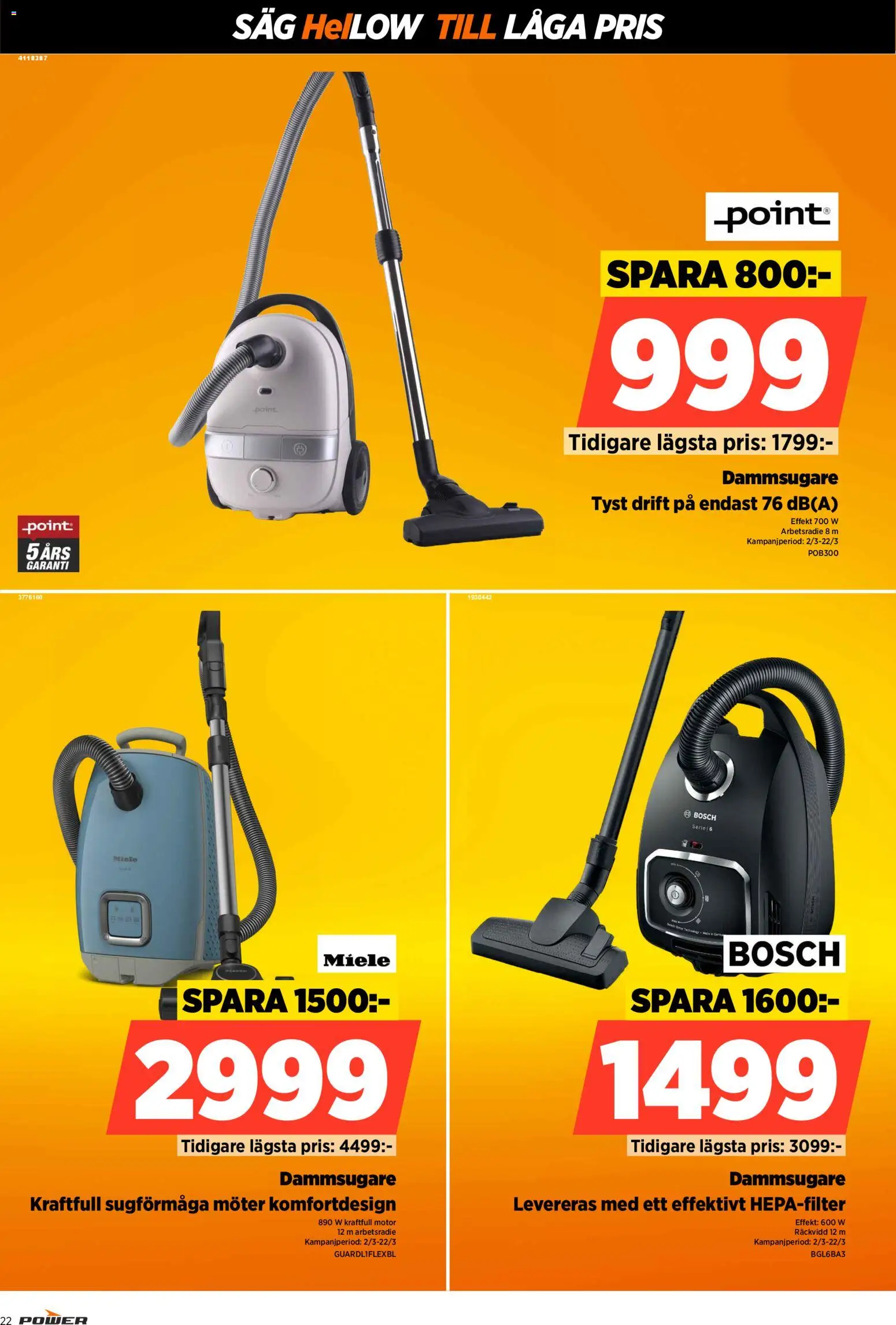 Power reklamblad aktuell från 09.03.2026 | Sida: 22 | Produkter: Dammsugare, Såg