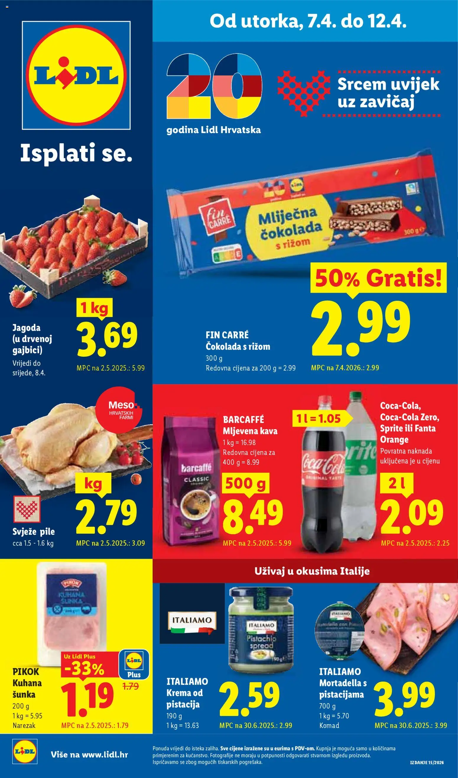 Lidl katalog | vrijedi od 07.04.2026 | Stranica: 1 | Proizvodi: Mljevena kava, Čokolada, Šunka, Narezak