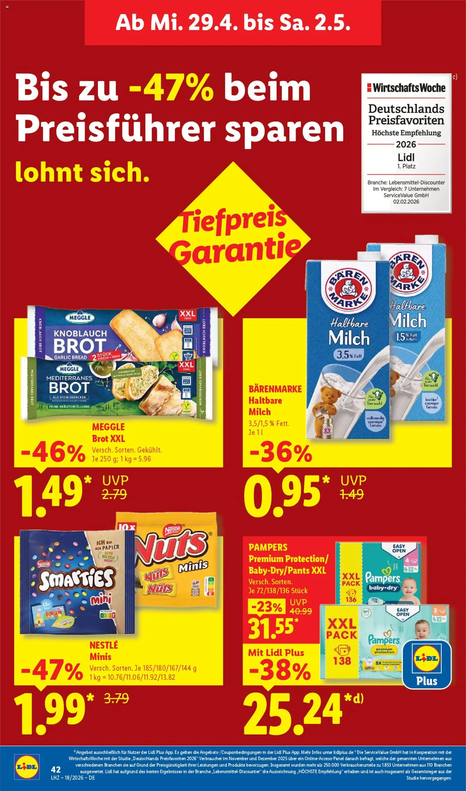 Lidl Prospekt – gültig ab 27.04.2026 | Seite: 62 | Produkte: Milch, Haltbare milch, Pampers, Brot