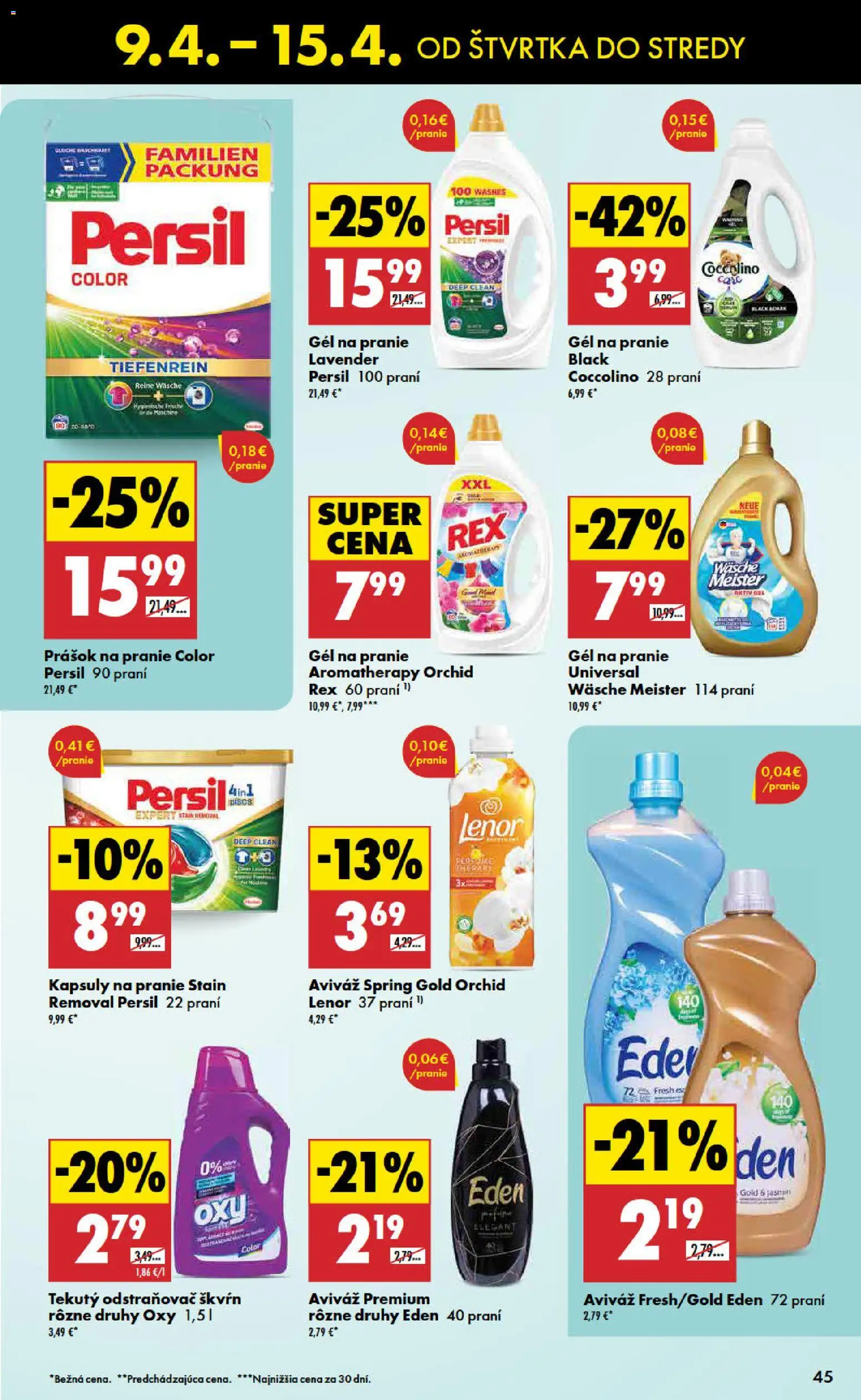 Nové Biedronka akcie – leták je platný od 09.04.2026 | Strana: 45 | Produkty: Persil, Prášok na pranie, Aviváž, Coccolino