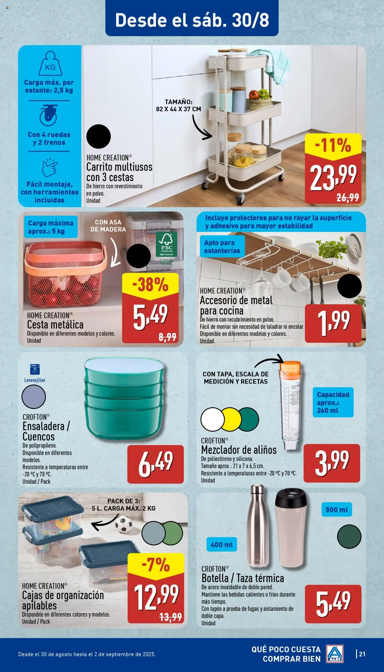 Aldi folleto Baleares │ válido desde el 25.08.2025 | Página: 21 | Productos: Cocina, Lavavajillas, Mezclador, Estante