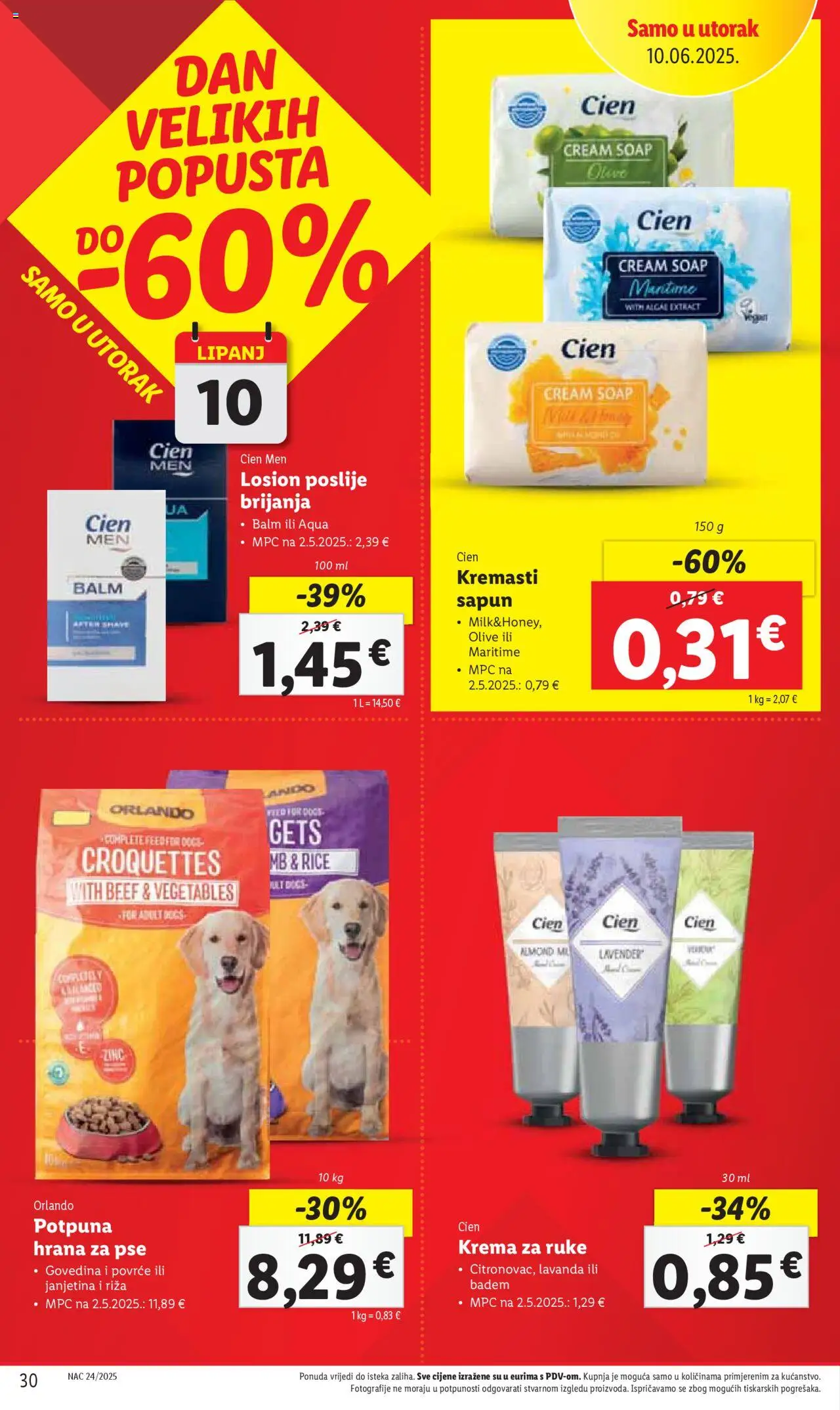 Lidl katalog | vrijedi od 09.06.2025 | Stranica: 30 | Proizvodi: Janjetina, Hrana za pse, Riža, Krema
