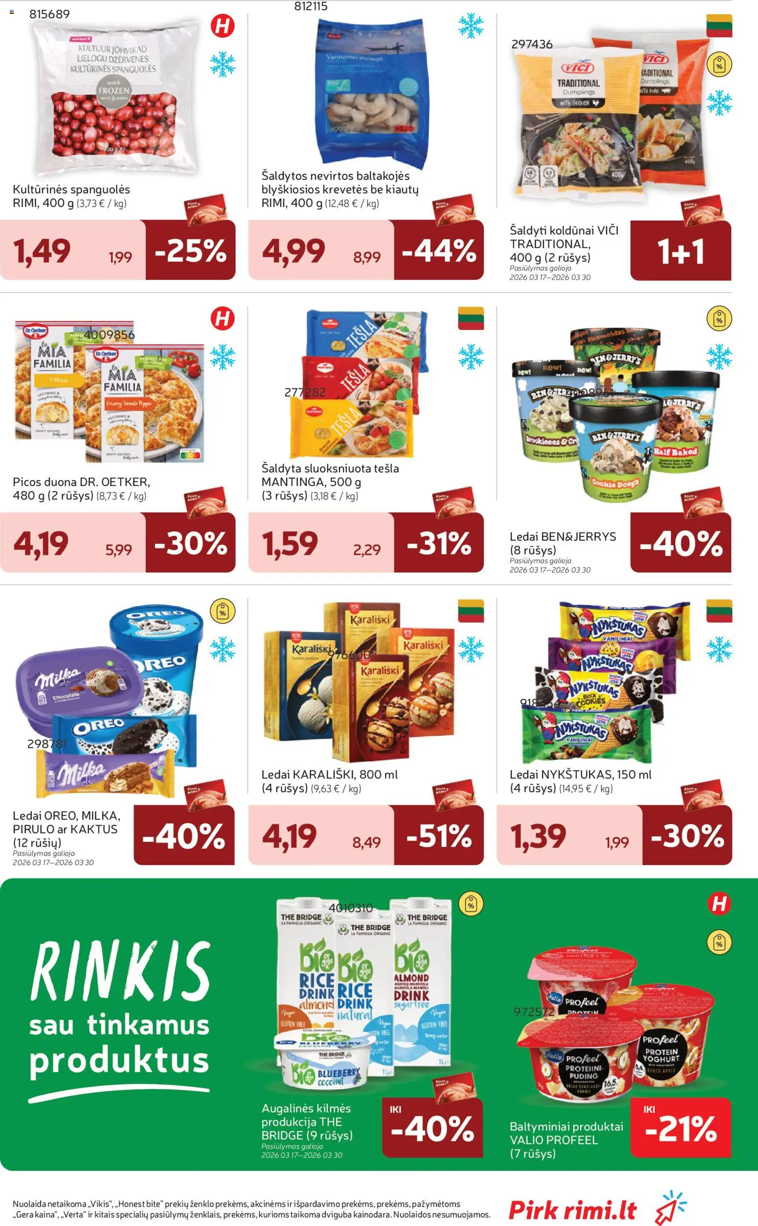 Rimi akcijos nuo 24.03.2026 | Puslapis: 17 | Prekių: Ledai, Duona