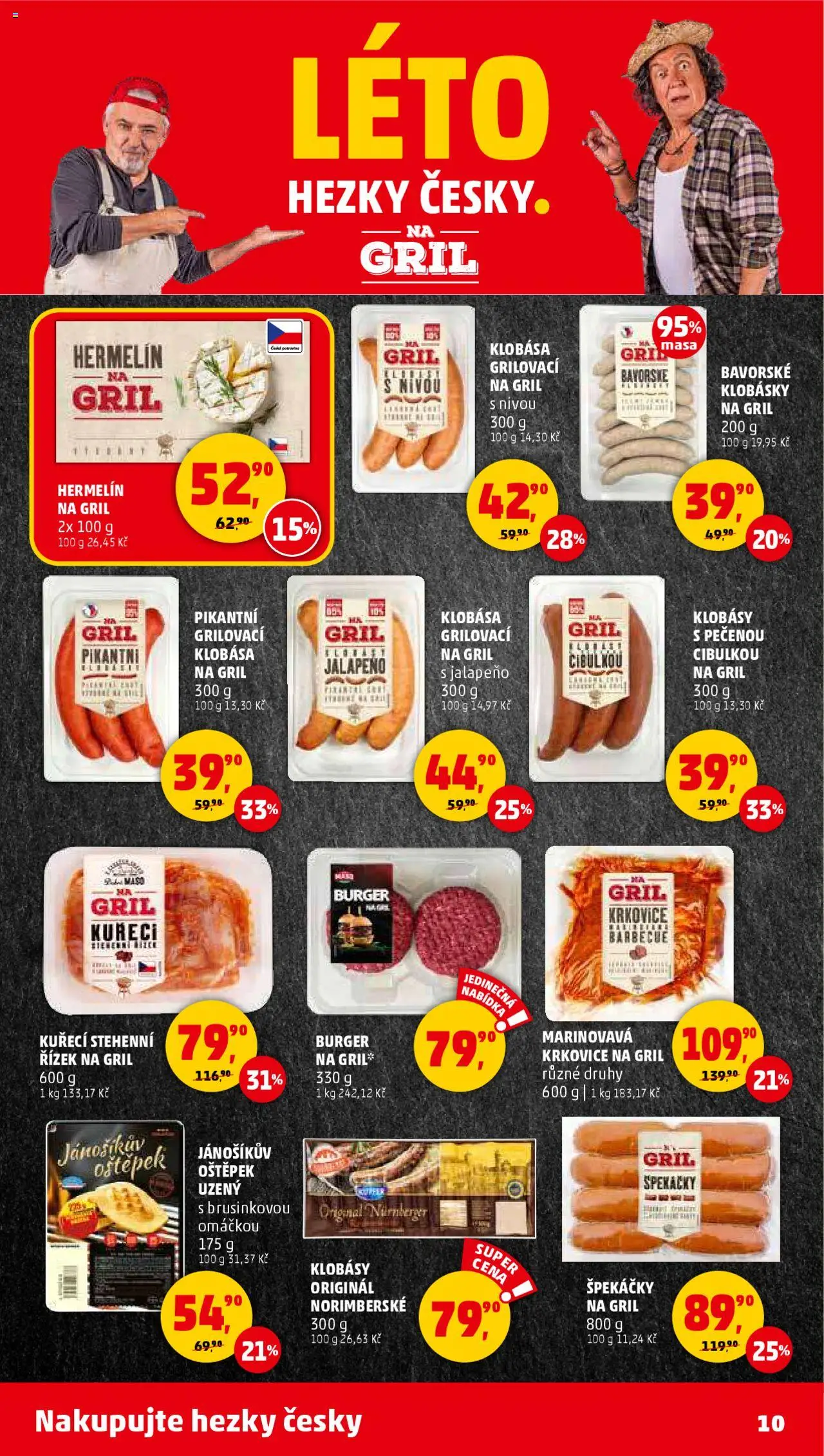 Penny Market leták - Čtvrtečník od 31.07.2025 | Strana: 10 | Produkty: Špekáčky, Klobása, Gril, Klobásky
