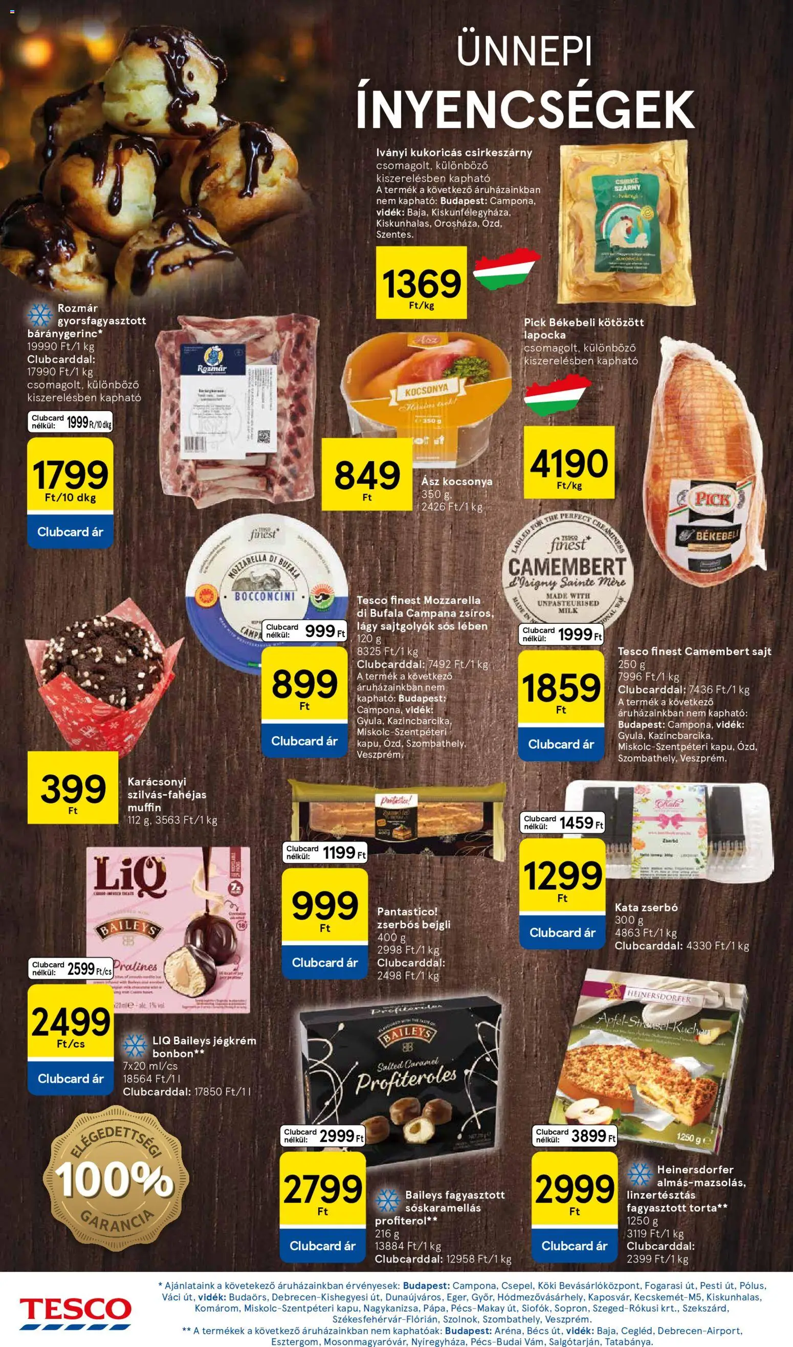 Tesco akciós ujság - amely érvényes a következő dátumtól: 27.11.2025 | Oldal: 20 | Termékek: Mozzarella, Sajt, Jégkrém, Camembert