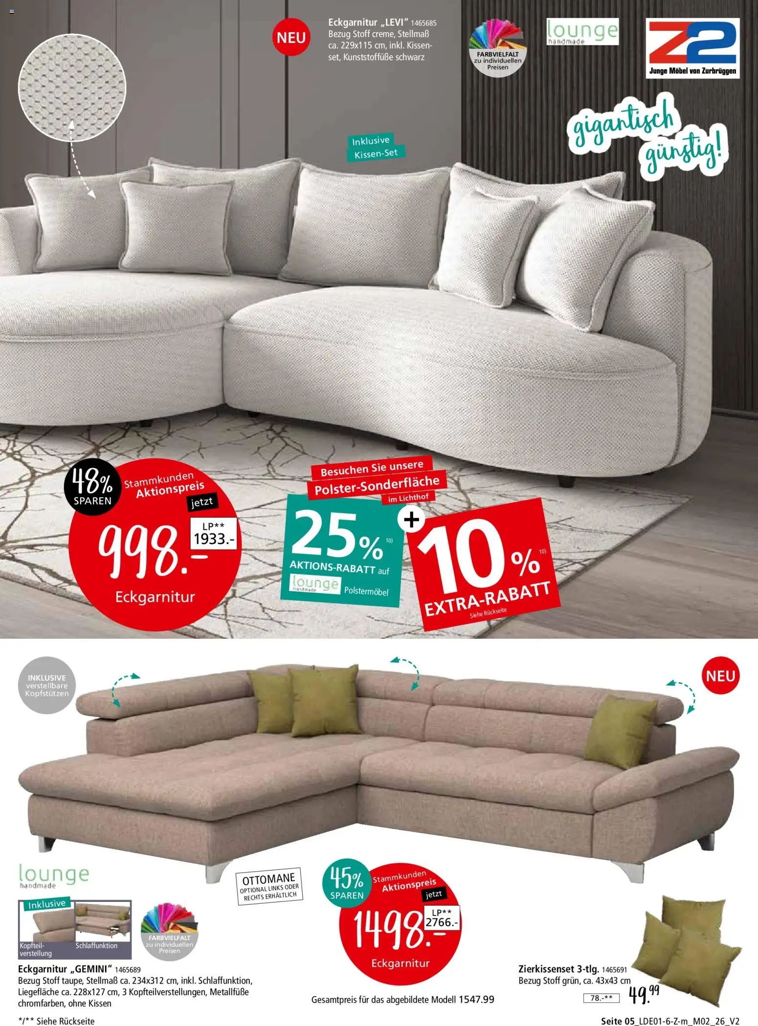 Zurbrüggen Z2 unschlagbar günstig – gültig ab 27.01.2026 | Seite: 5 | Produkte: Kissen