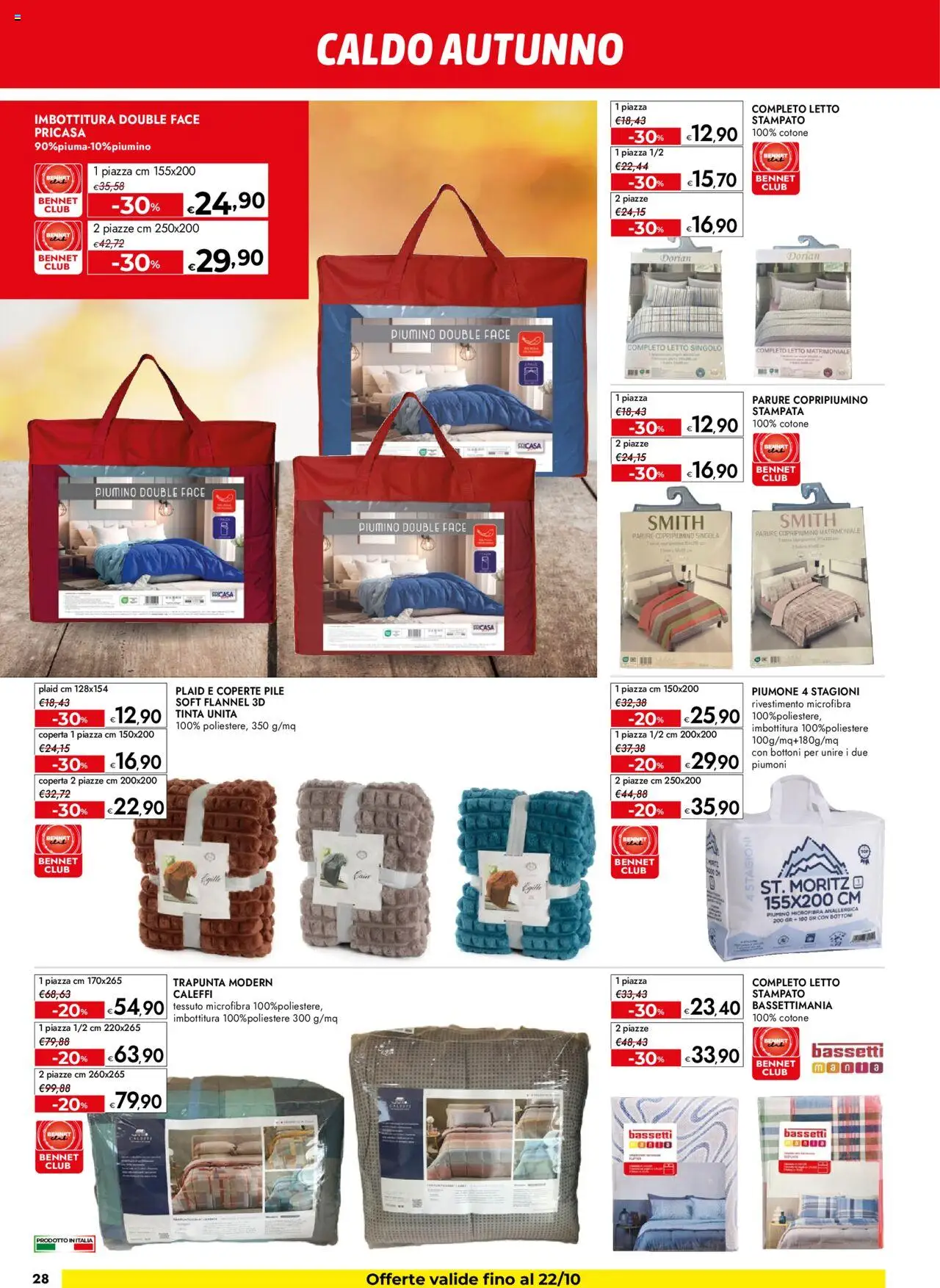 Volantino bennet del 09.10.2025 | Pagina: 28 | Prodotti: Plaid, Letto matrimoniale, Letto, Coperta