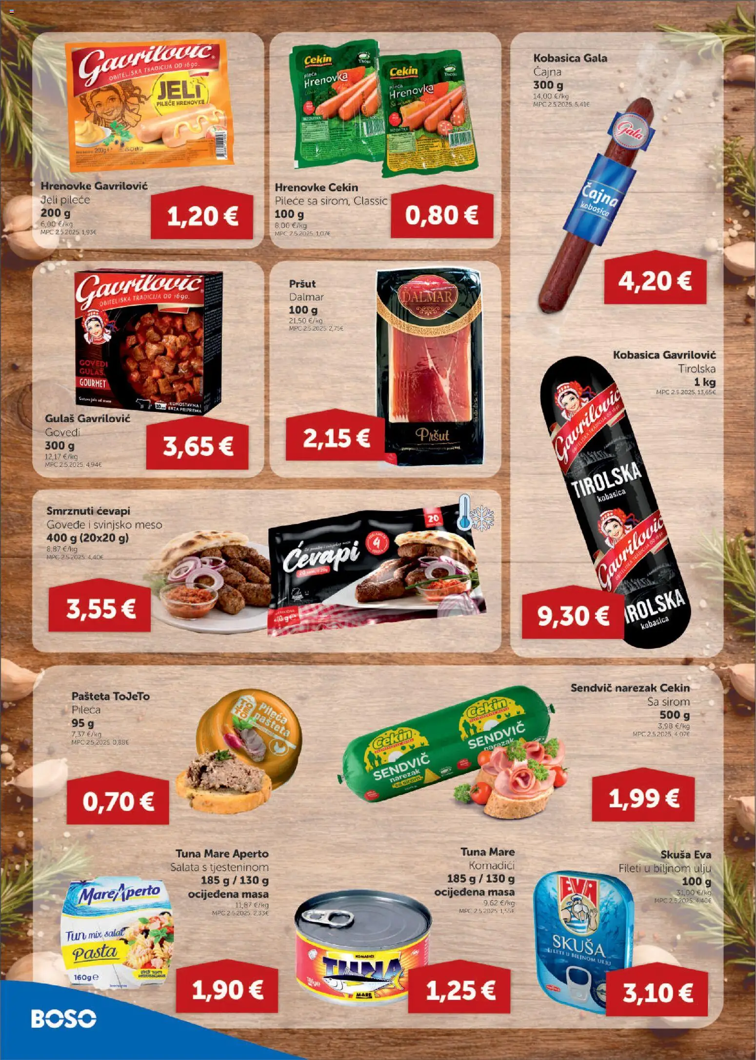 Boso katalog | vrijedi od 12.03.2026 | Stranica: 4 | Proizvodi: Hrenovke, Pašteta, Skuša, Tuna